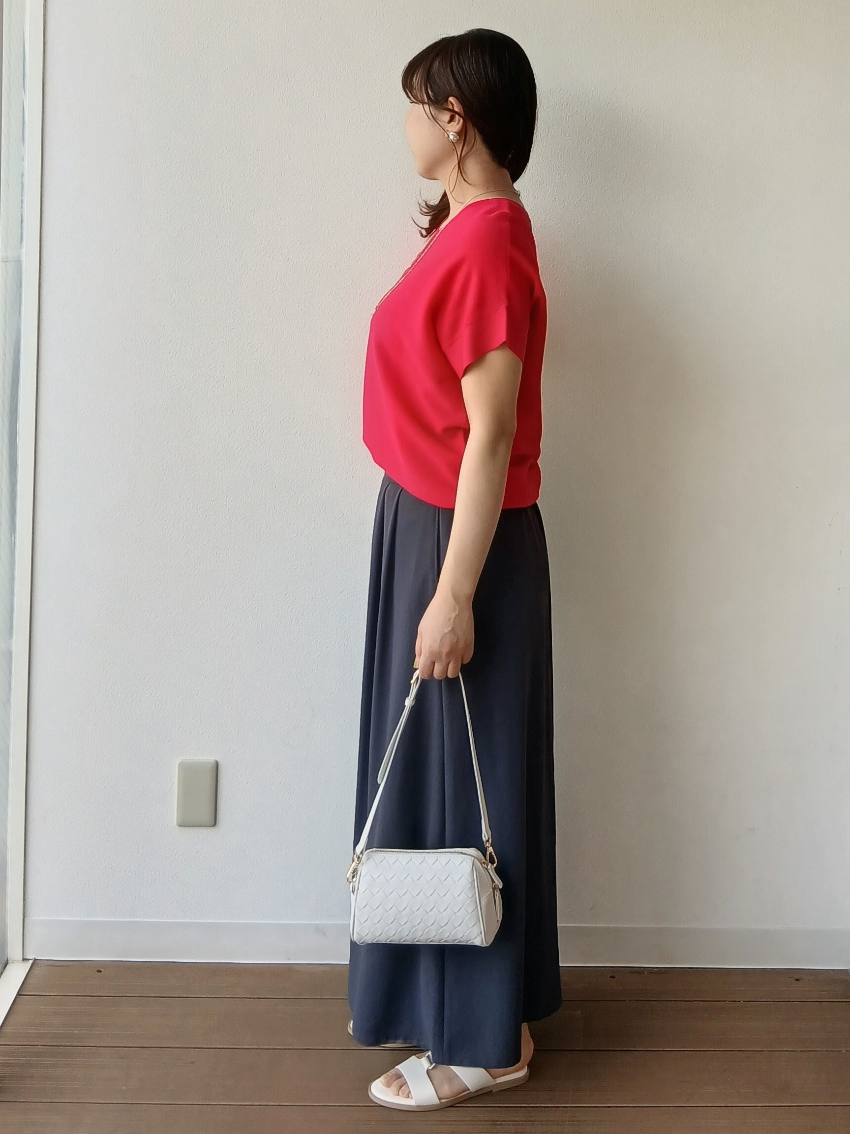 なみきさんの「UNTITLED｜【11色展開/体型カバー】前後2WAYフレンチスリーブニット」を使ったコーディネート