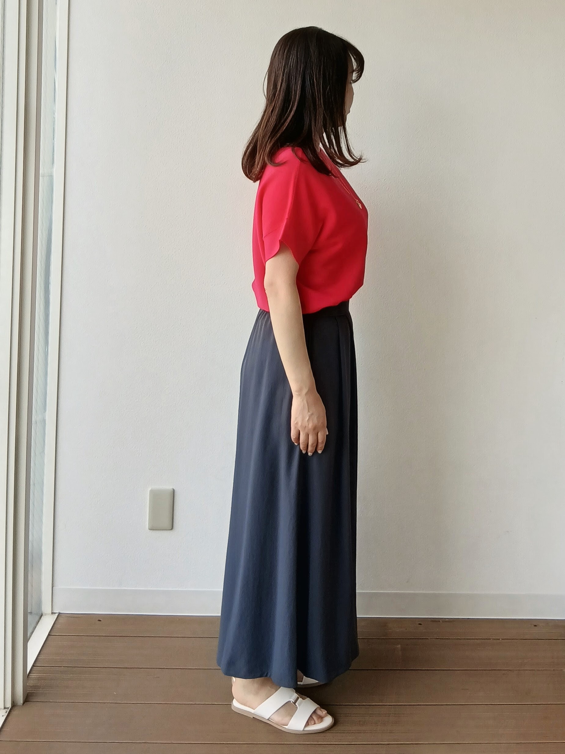 なみきさんの「UNTITLED｜【11色展開/体型カバー】前後2WAYフレンチスリーブニット」を使ったコーディネート