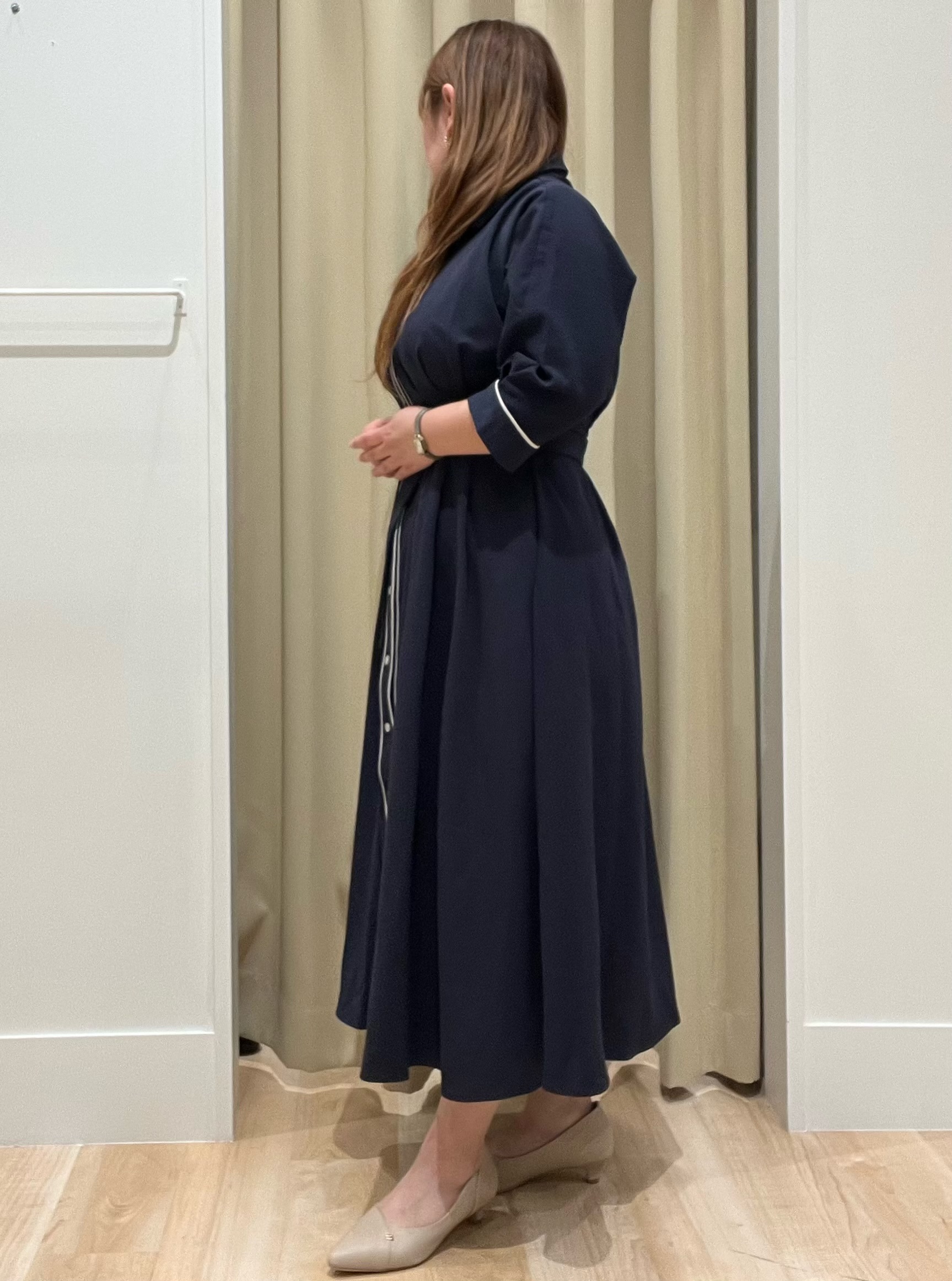たまさんの「grove｜【貴島明日香さん着用・美シルエット】ウエストタック配色ワンピース」を使ったコーディネート