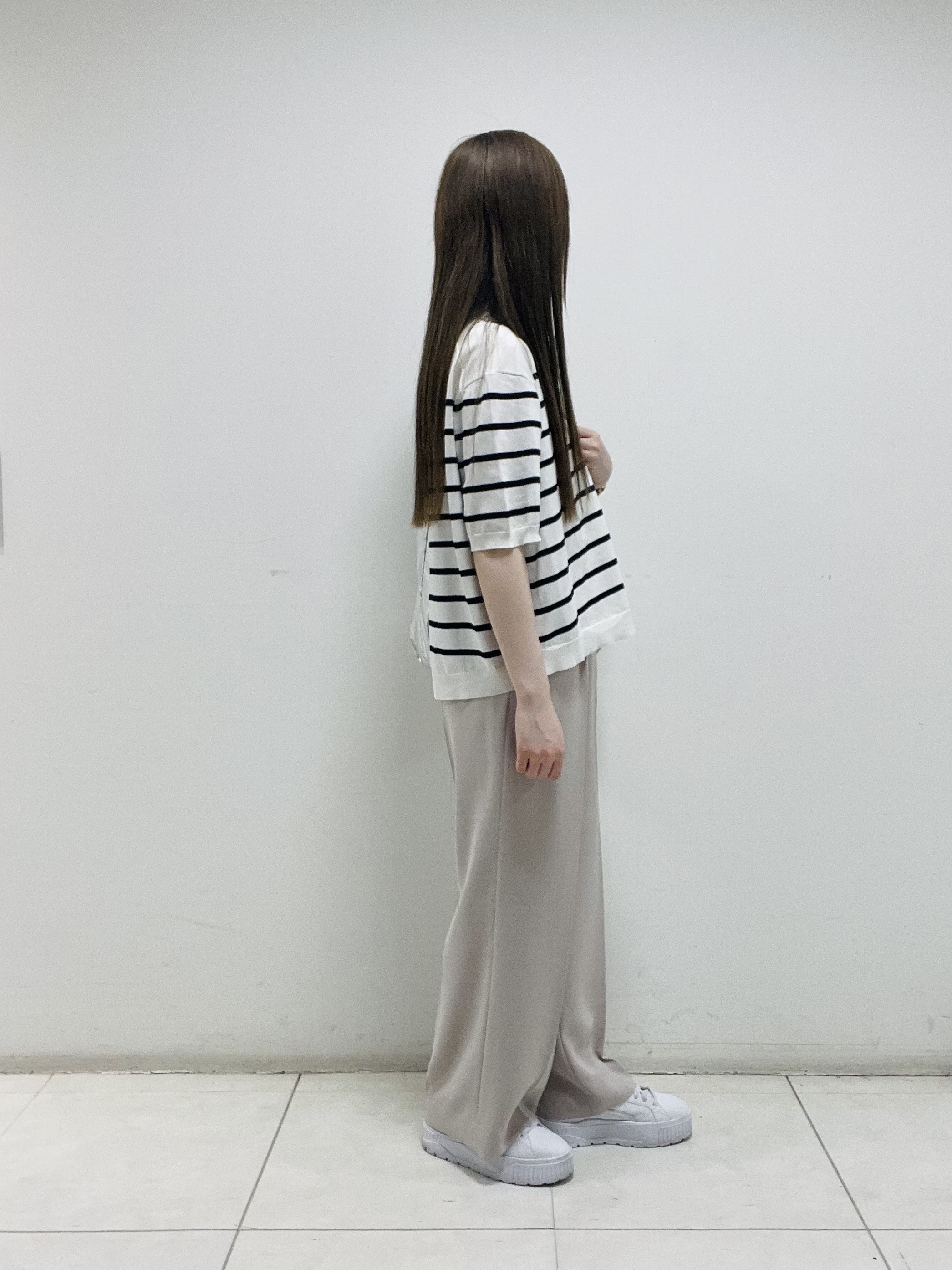 mさんの「INDIVI｜【洗える／コットン】ドライタッチさらりポロ襟ニットT」を使ったコーディネート