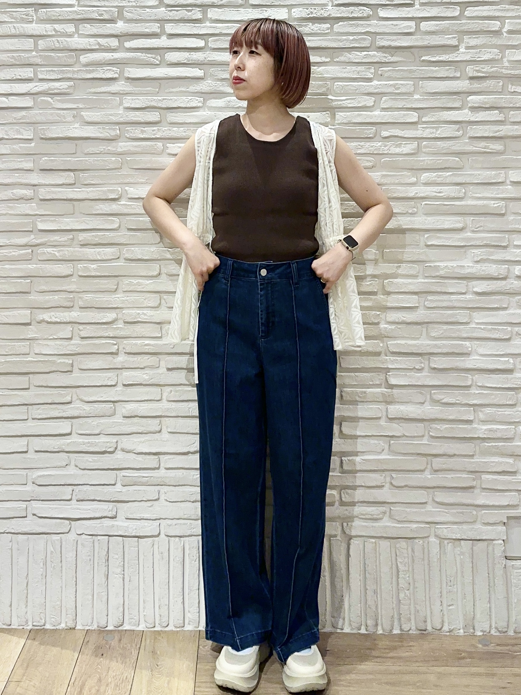 Hana...eさんの「index｜【接触冷感／吸水速乾／防シワ】リネンライクテーラードジャケット《洗濯機OK》」を使ったコーディネート