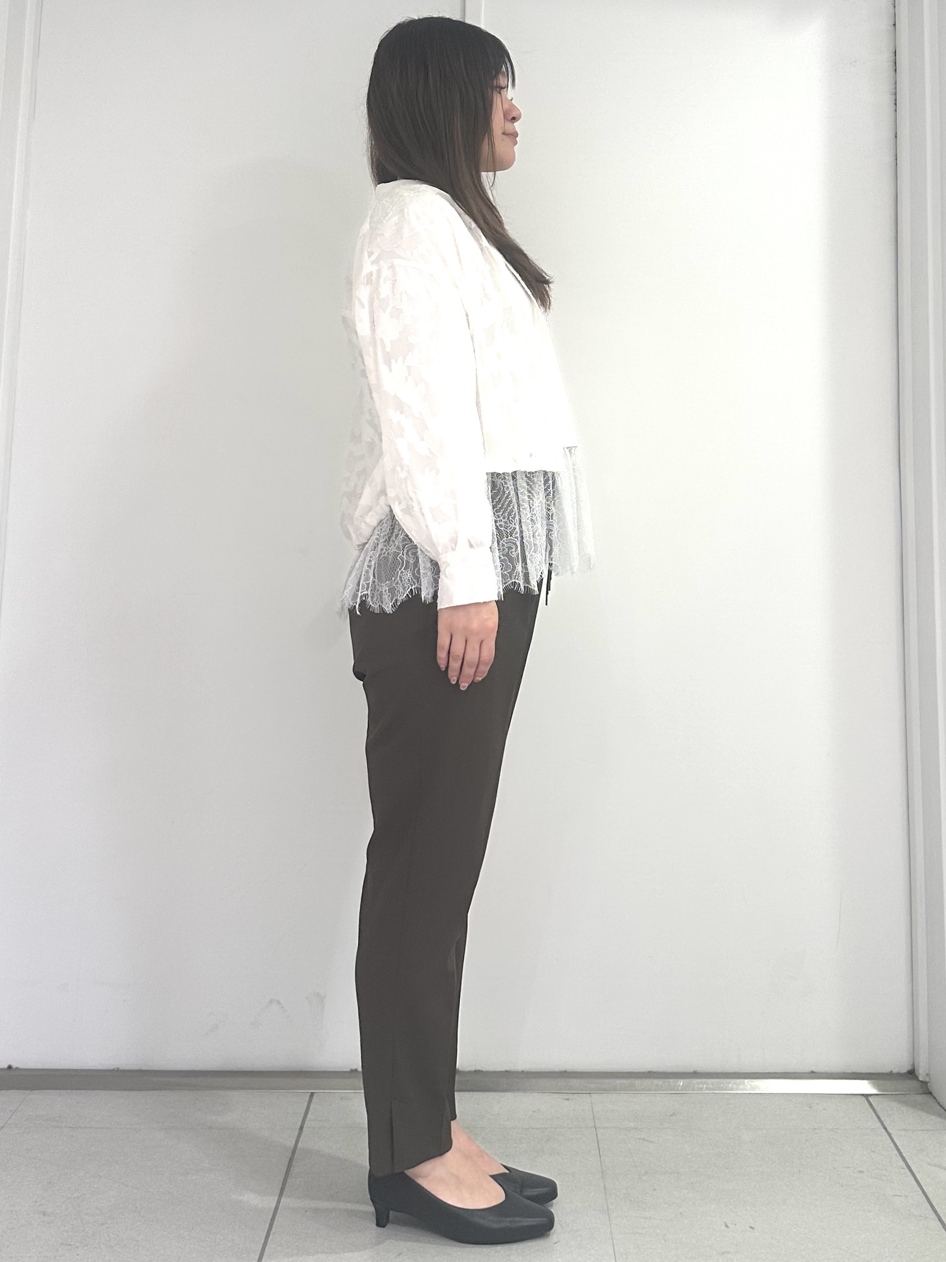 miさんの「Reflect｜【選べる2柄／セットアップ可】シャツ衿シアーブラウス」を使ったコーディネート