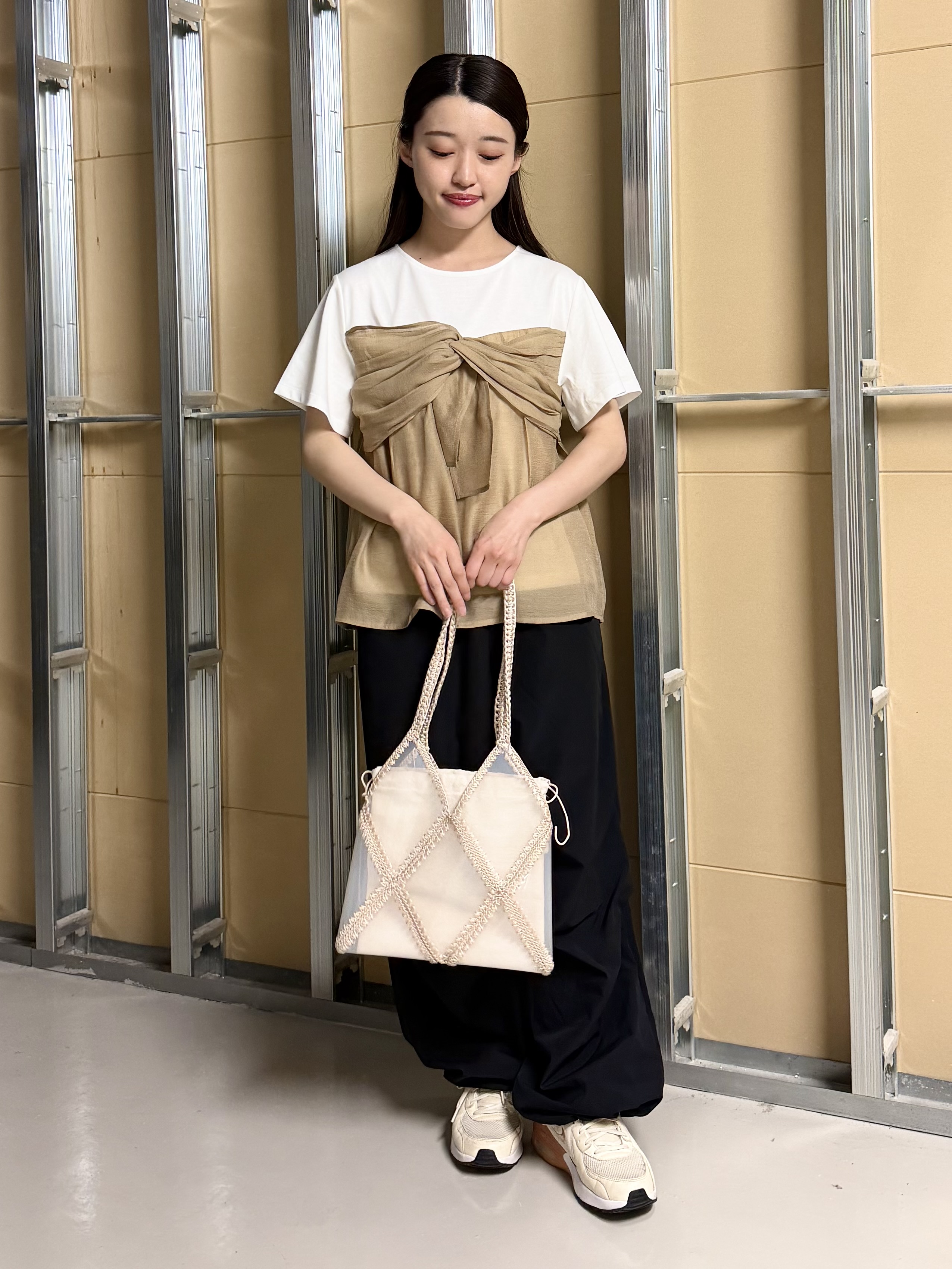 sahoさんの「THE SHOP TK｜【ひんやり／吸水速乾／UV】ビスチェ風 切り替えTシャツ」を使ったコーディネート