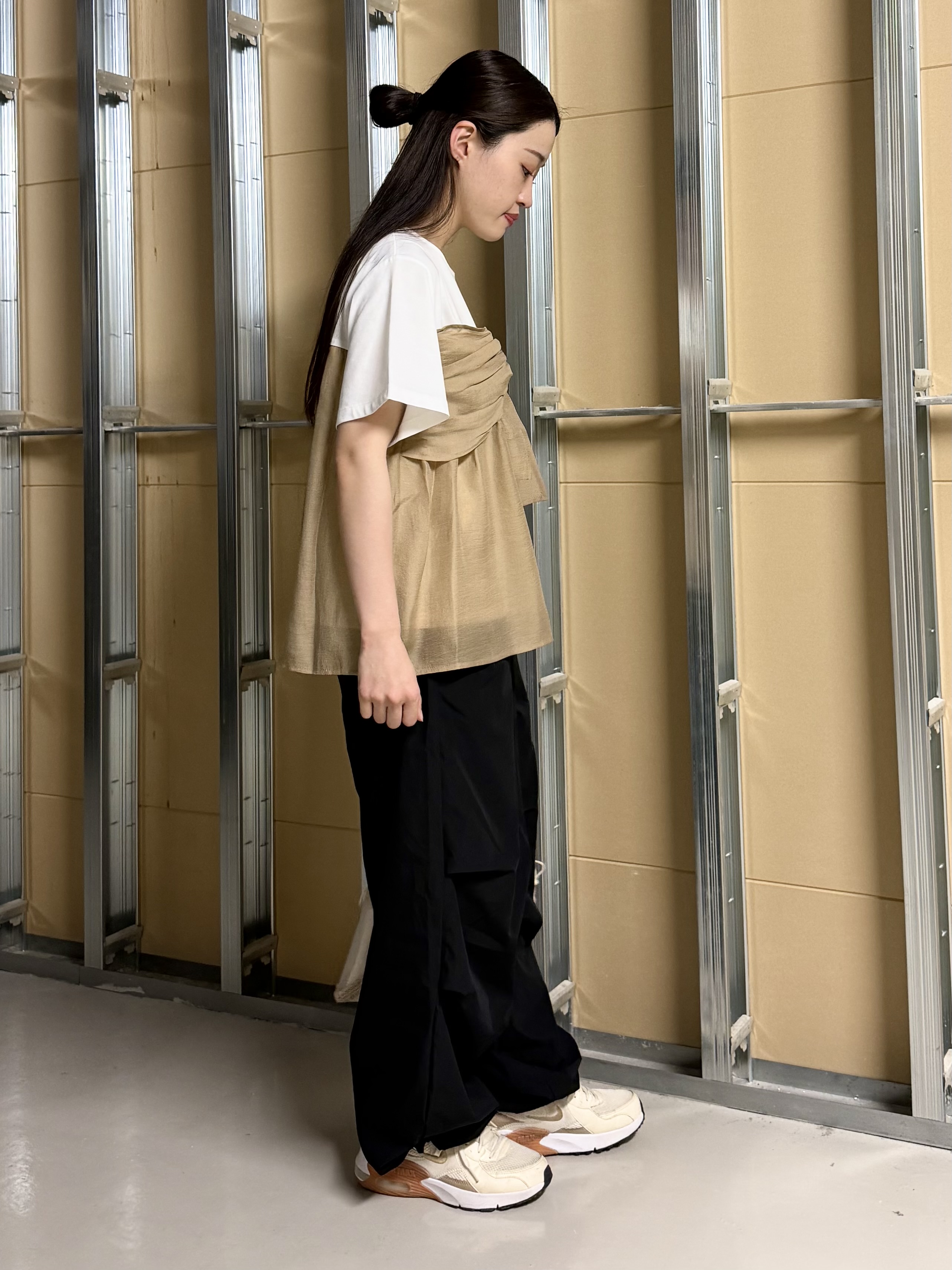 sahoさんの「THE SHOP TK｜【ひんやり／吸水速乾／UV】ビスチェ風 切り替えTシャツ」を使ったコーディネート