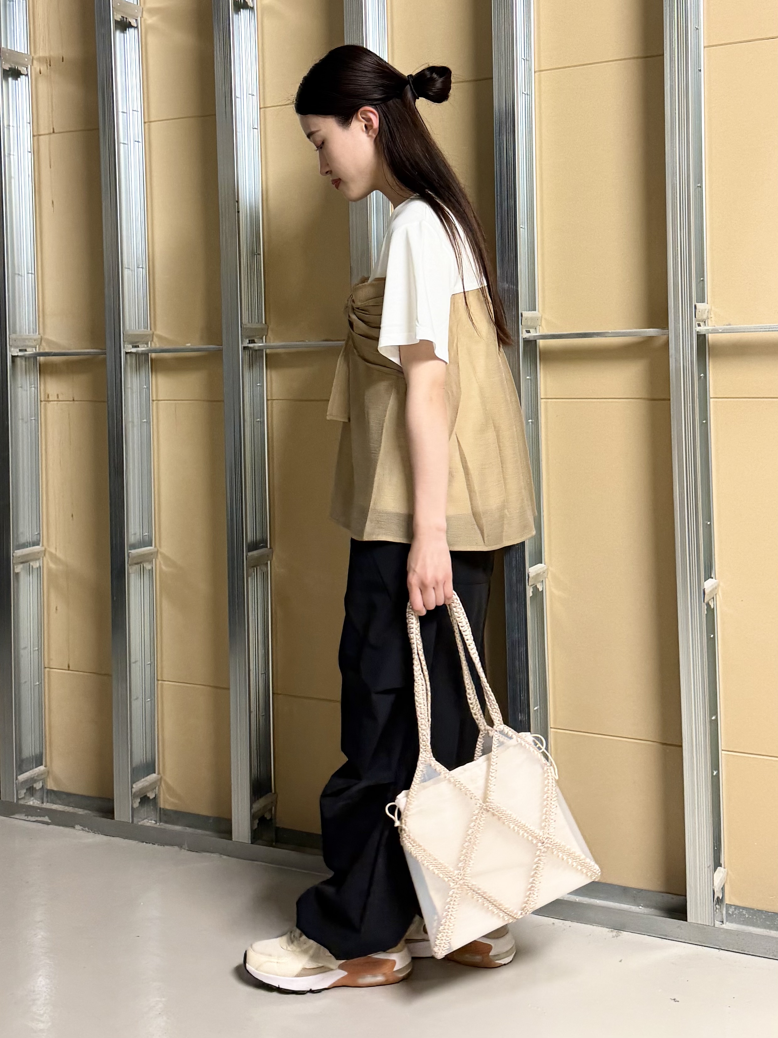 sahoさんの「THE SHOP TK｜【ひんやり／吸水速乾／UV】ビスチェ風 切り替えTシャツ」を使ったコーディネート