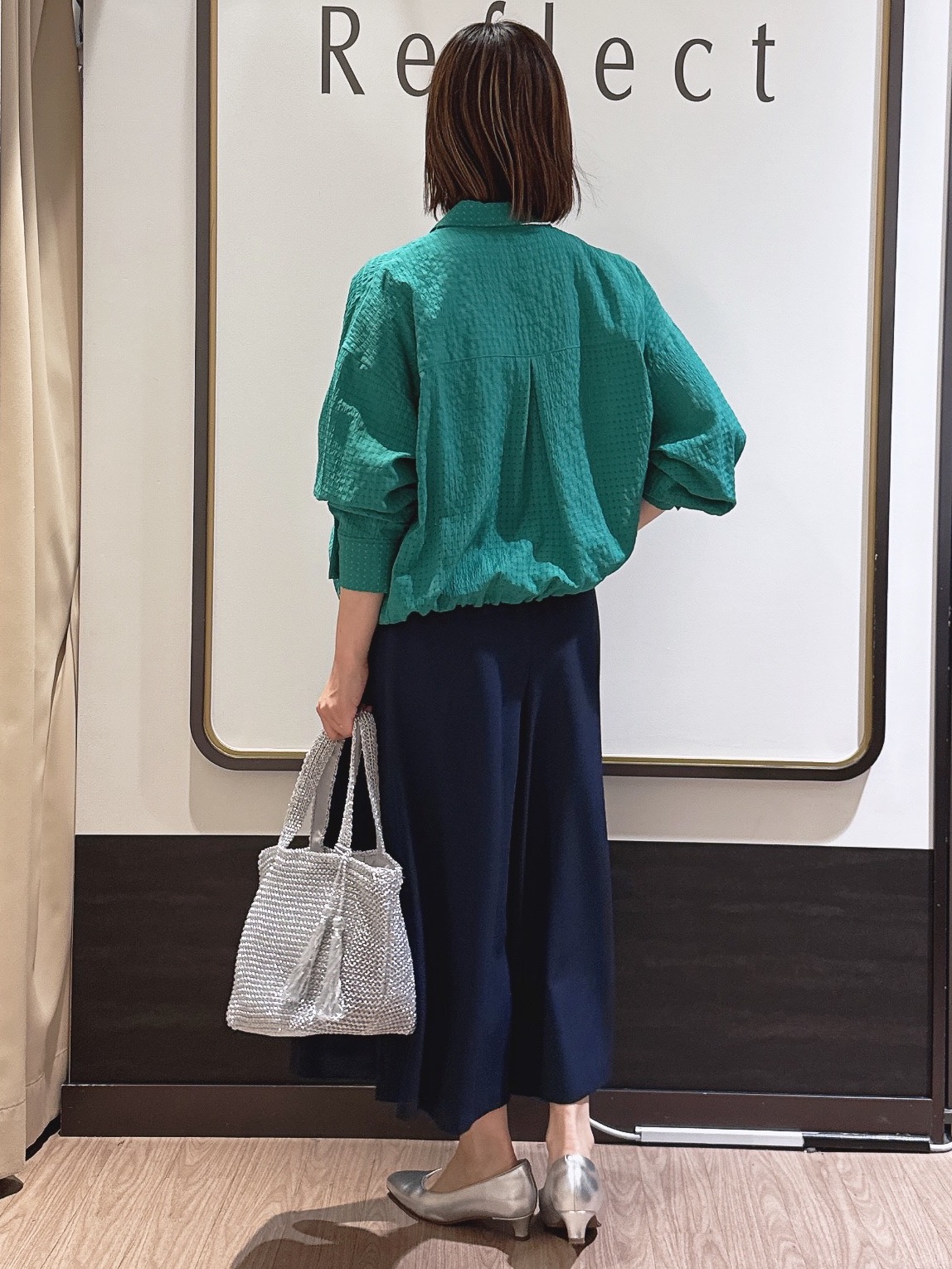 nekoさんの「Reflect｜【選べる2柄／セットアップ可】シャツ衿シアーブラウス」を使ったコーディネート