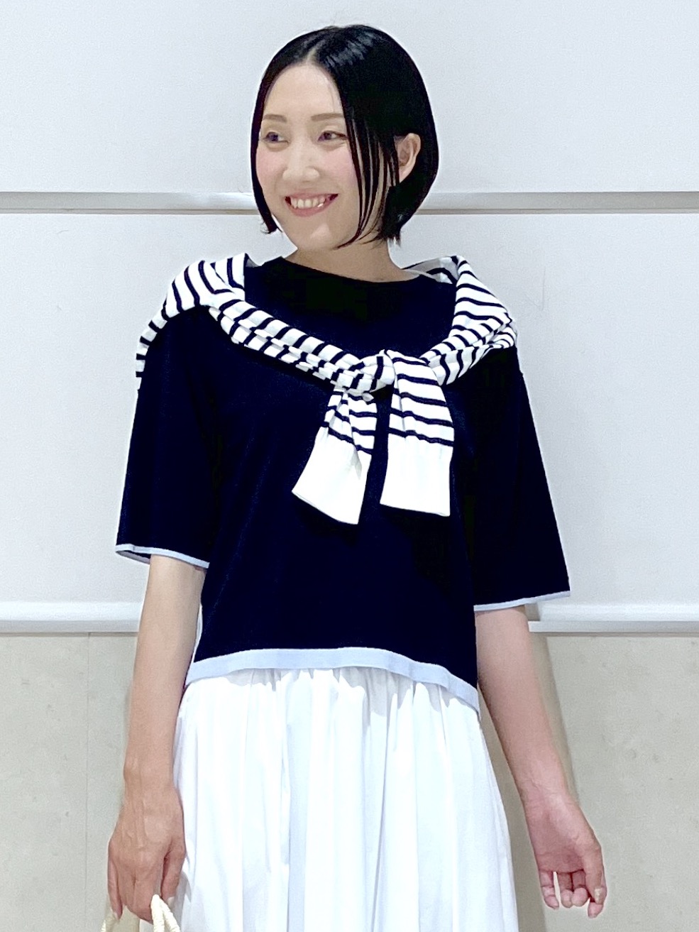 eriko さんの「Dessin｜【洗える】バイカラーボクシーシルエットニット」を使ったコーディネート