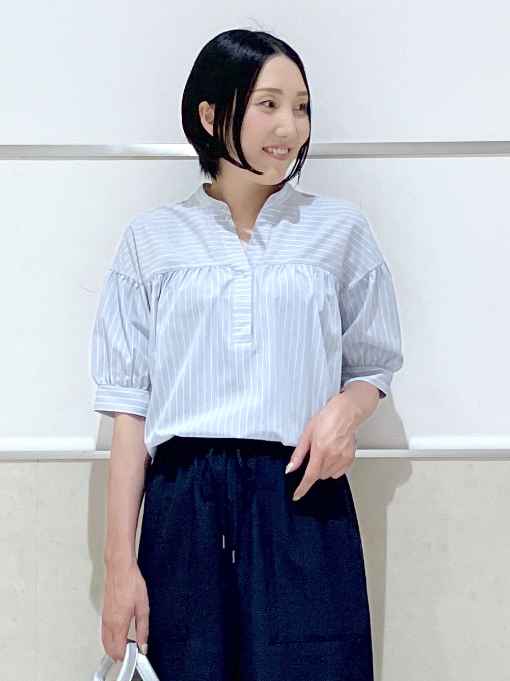 eriko さんの「Dessin｜【洗える】ストライプスキッパーシャツ」を使ったコーディネート
