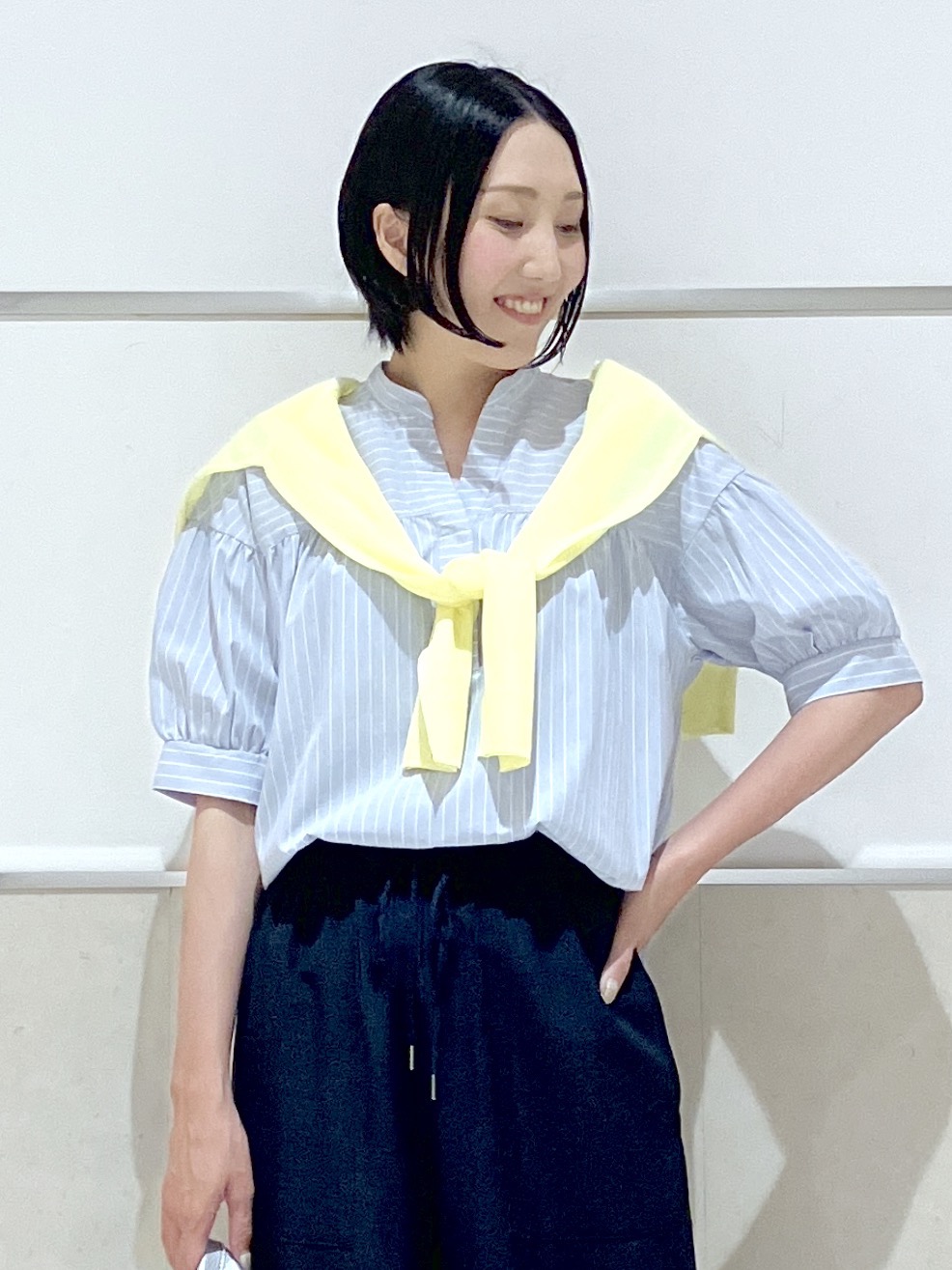 eriko さんの「Dessin｜【洗える】ストライプスキッパーシャツ」を使ったコーディネート