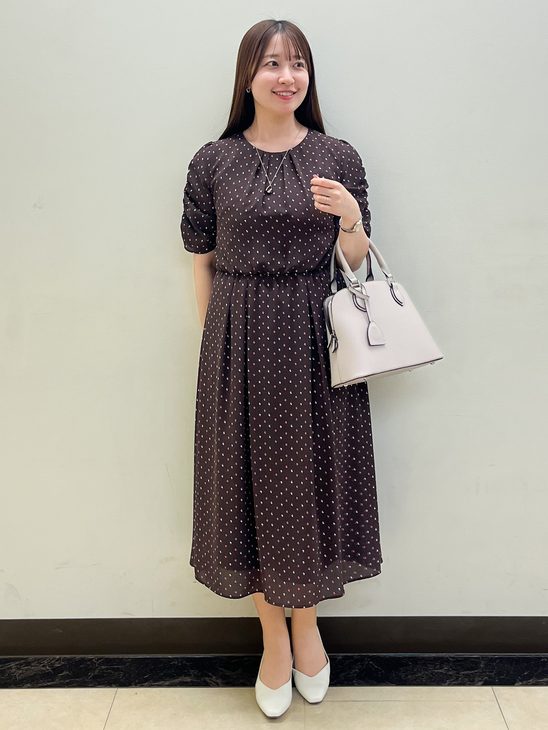 mikikoさんの「Reflect｜小紋柄ジョーゼットワンピース」を使ったコーディネート