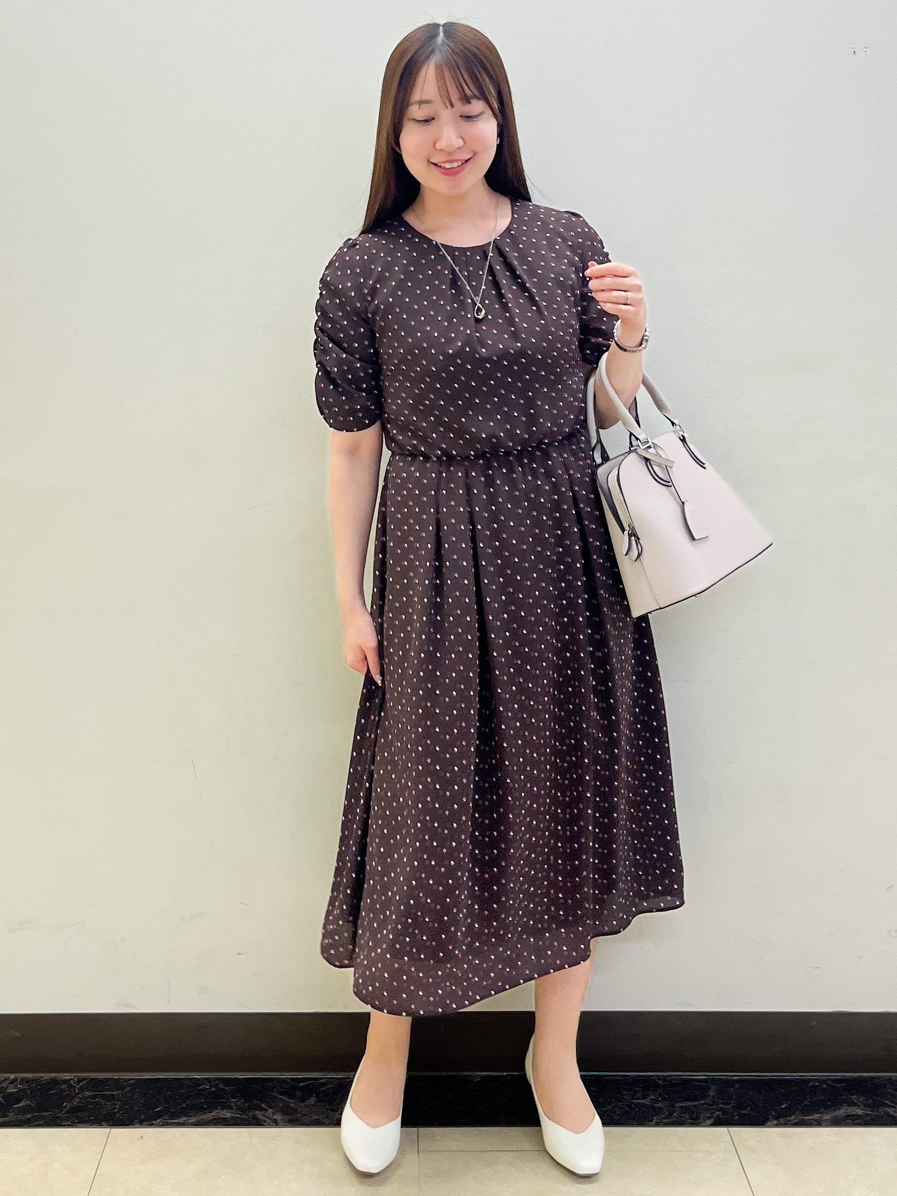mikikoさんの「Reflect｜小紋柄ジョーゼットワンピース」を使ったコーディネート