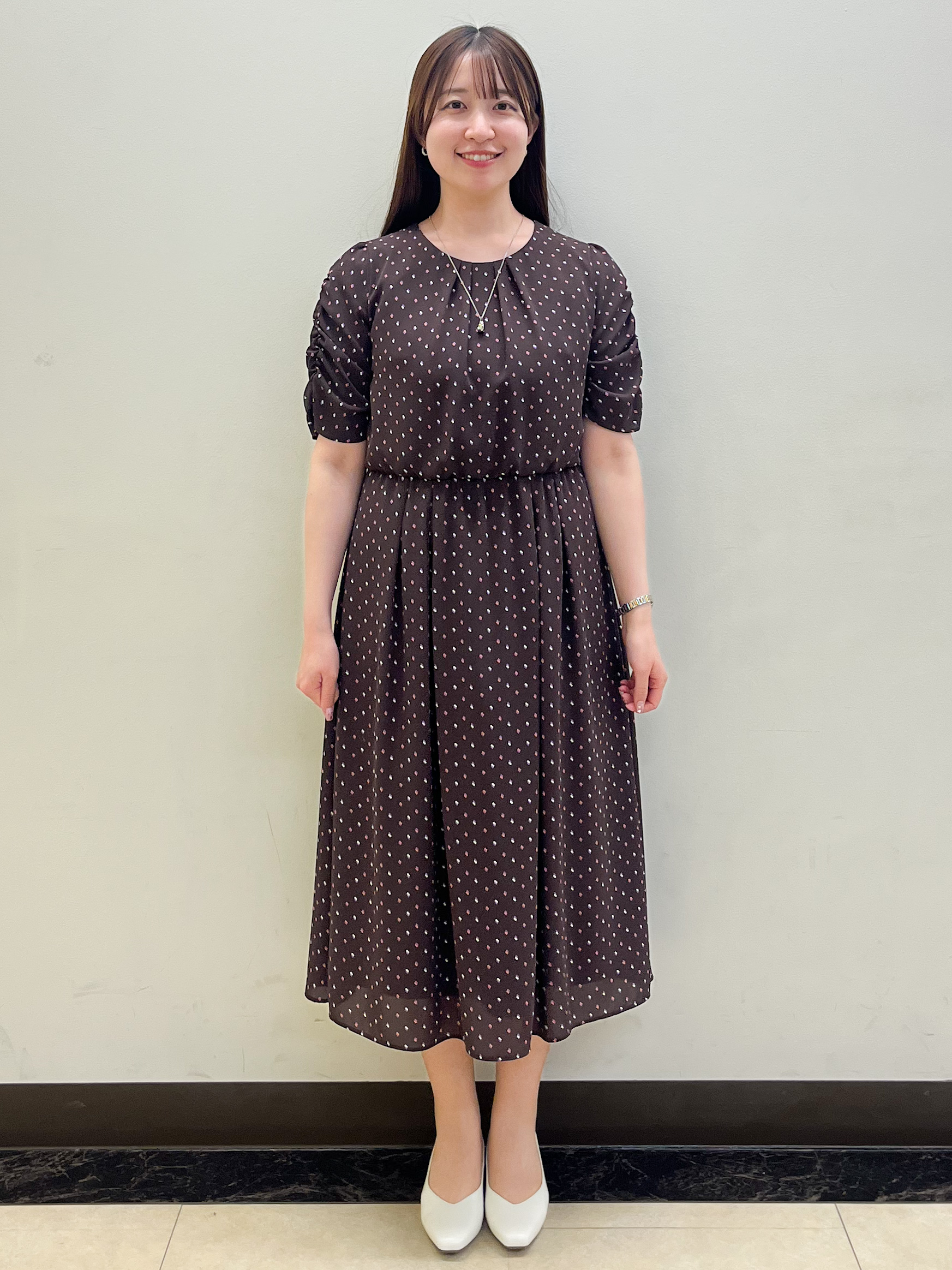 mikikoさんの「Reflect｜小紋柄ジョーゼットワンピース」を使ったコーディネート