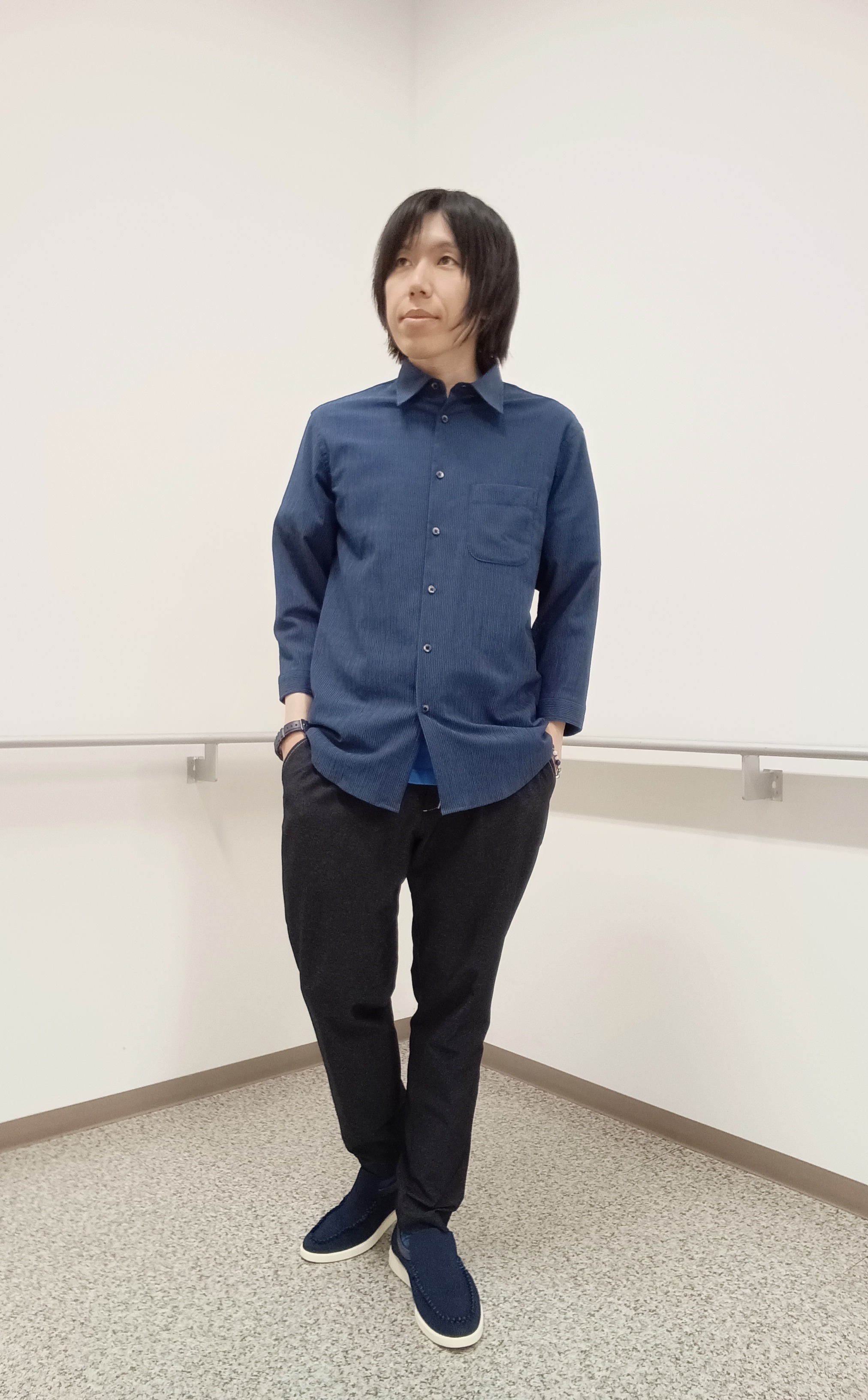 moritaさんの「TAKEO KIKUCHI｜【通気性】トリコットサッカー 7分袖シャツ」を使ったコーディネート