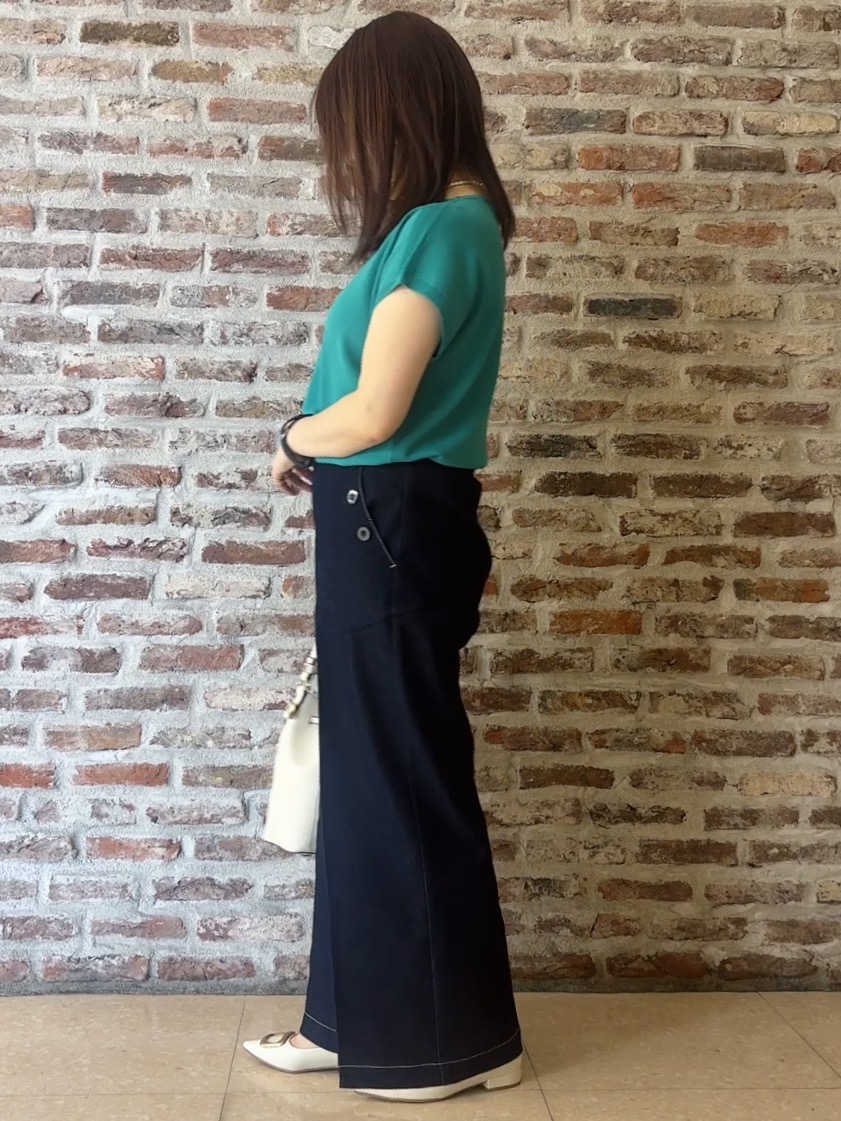 tokiさんの「THE SHOP TK｜【S-XL/ひんやりタッチ】多機能フレンチスリーブニット 洗濯機OK/UVケア/毛玉になりにくい」を使ったコーディネート