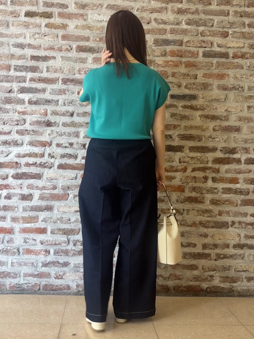 tokiさんの「THE SHOP TK｜【S-XL/ひんやりタッチ】多機能フレンチスリーブニット 洗濯機OK/UVケア/毛玉になりにくい」を使ったコーディネート