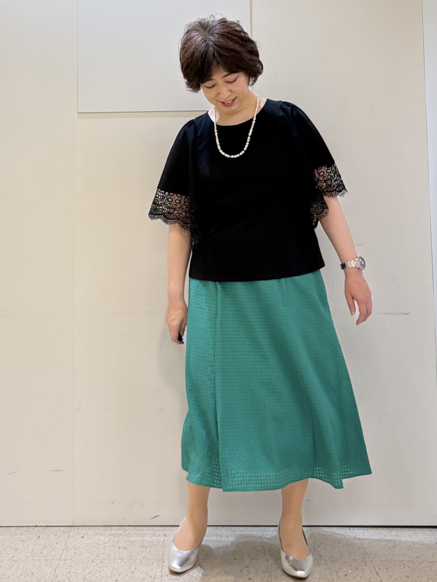 ヤスコさんの「Reflect｜【UVカット／接触冷感】レーススリーブジャージカットソー」を使ったコーディネート