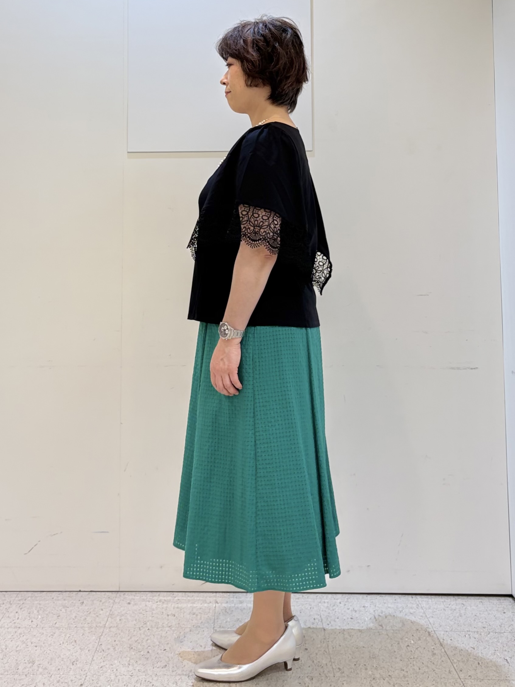 ヤスコさんの「Reflect｜【UVカット／接触冷感】レーススリーブジャージカットソー」を使ったコーディネート