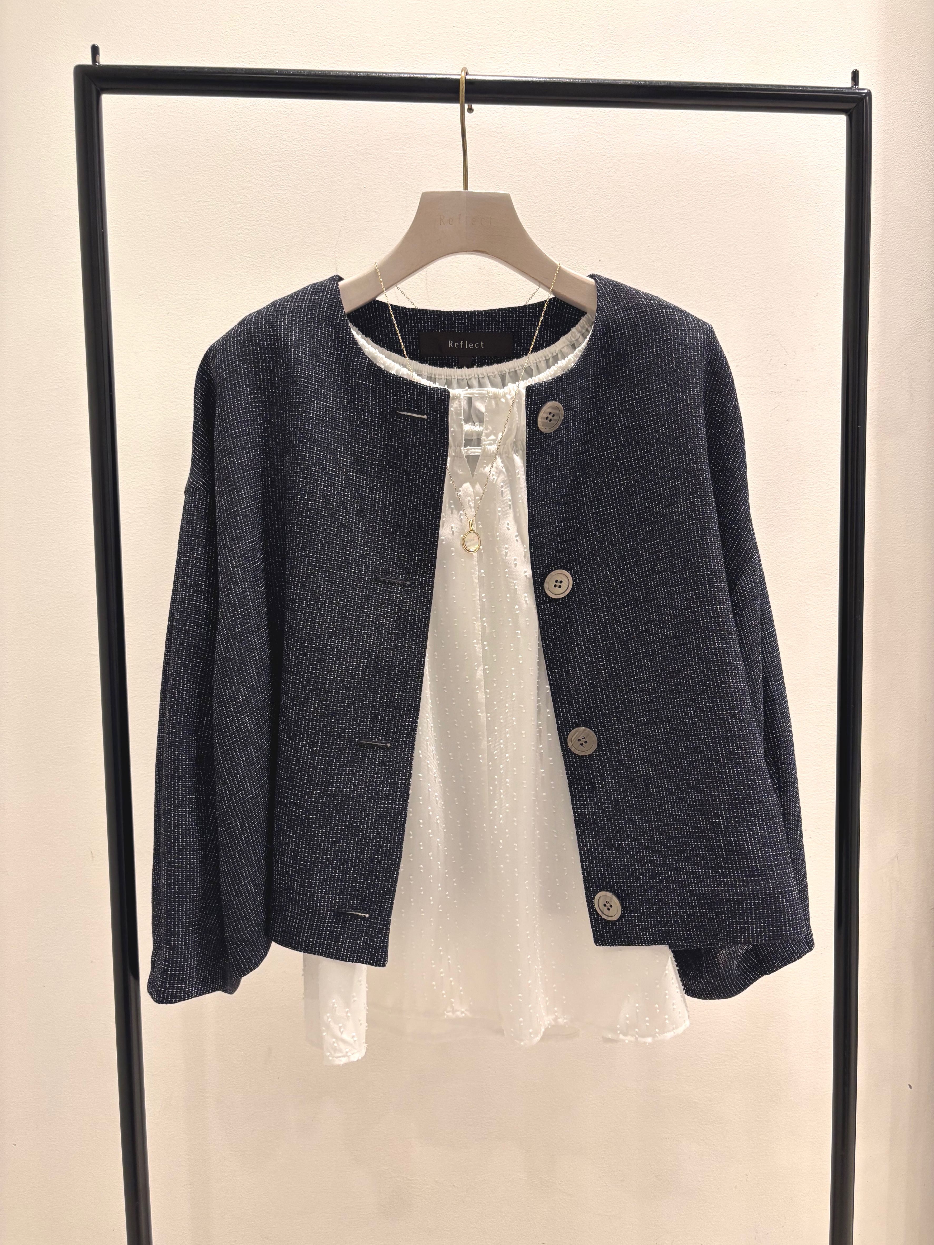 sawaさんの「COUP DE CHANCE｜【セットアップ可】ツイードノーカラージャケット」を使ったコーディネート