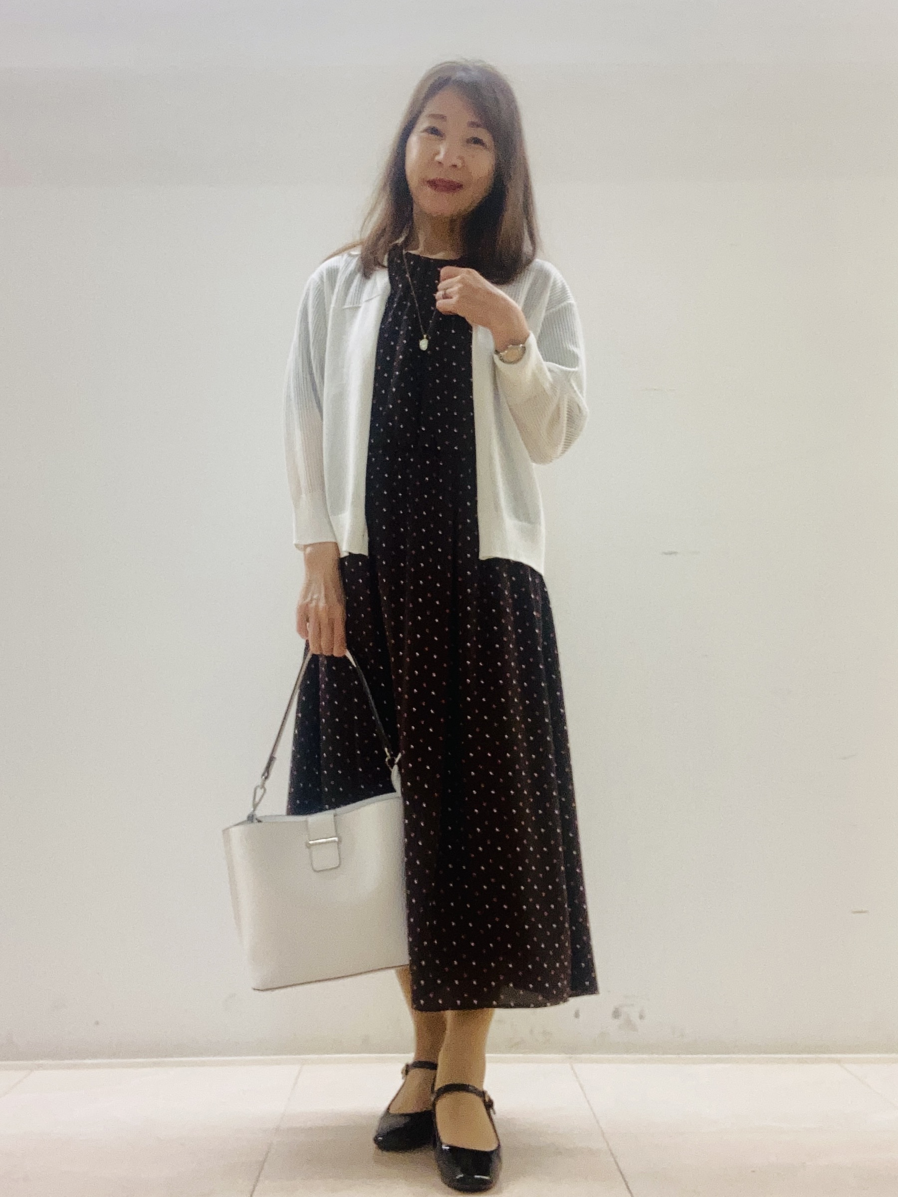 kurodaさんの「Reflect｜小紋柄ジョーゼットワンピース」を使ったコーディネート
