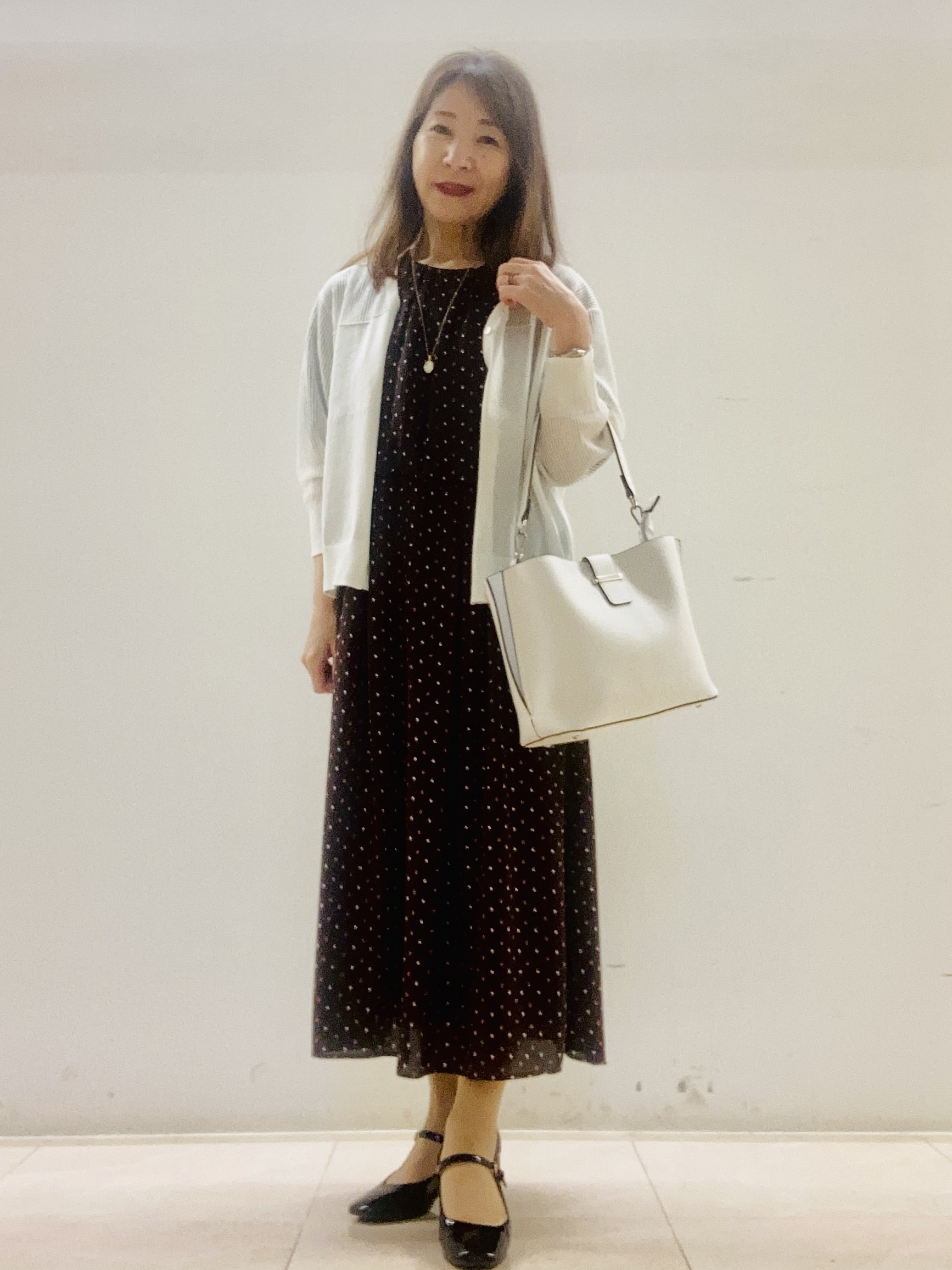 kurodaさんの「Reflect｜小紋柄ジョーゼットワンピース」を使ったコーディネート