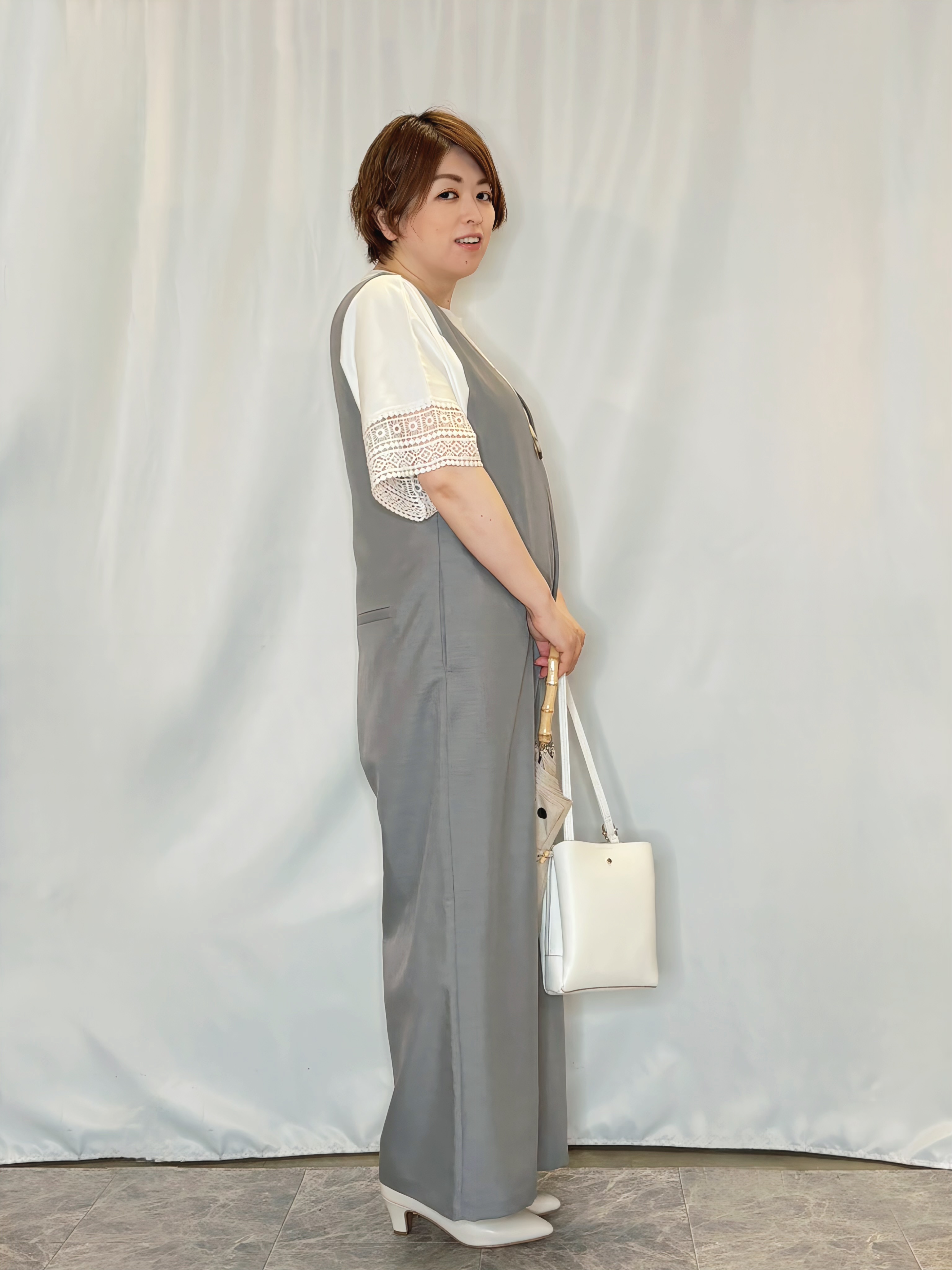 たみさんの「SHOO･LA･RUE｜【洗濯機可/ひんやり/体型カバー/S-LL】レース使いがポイント デザインTシャツ」を使ったコーディネート