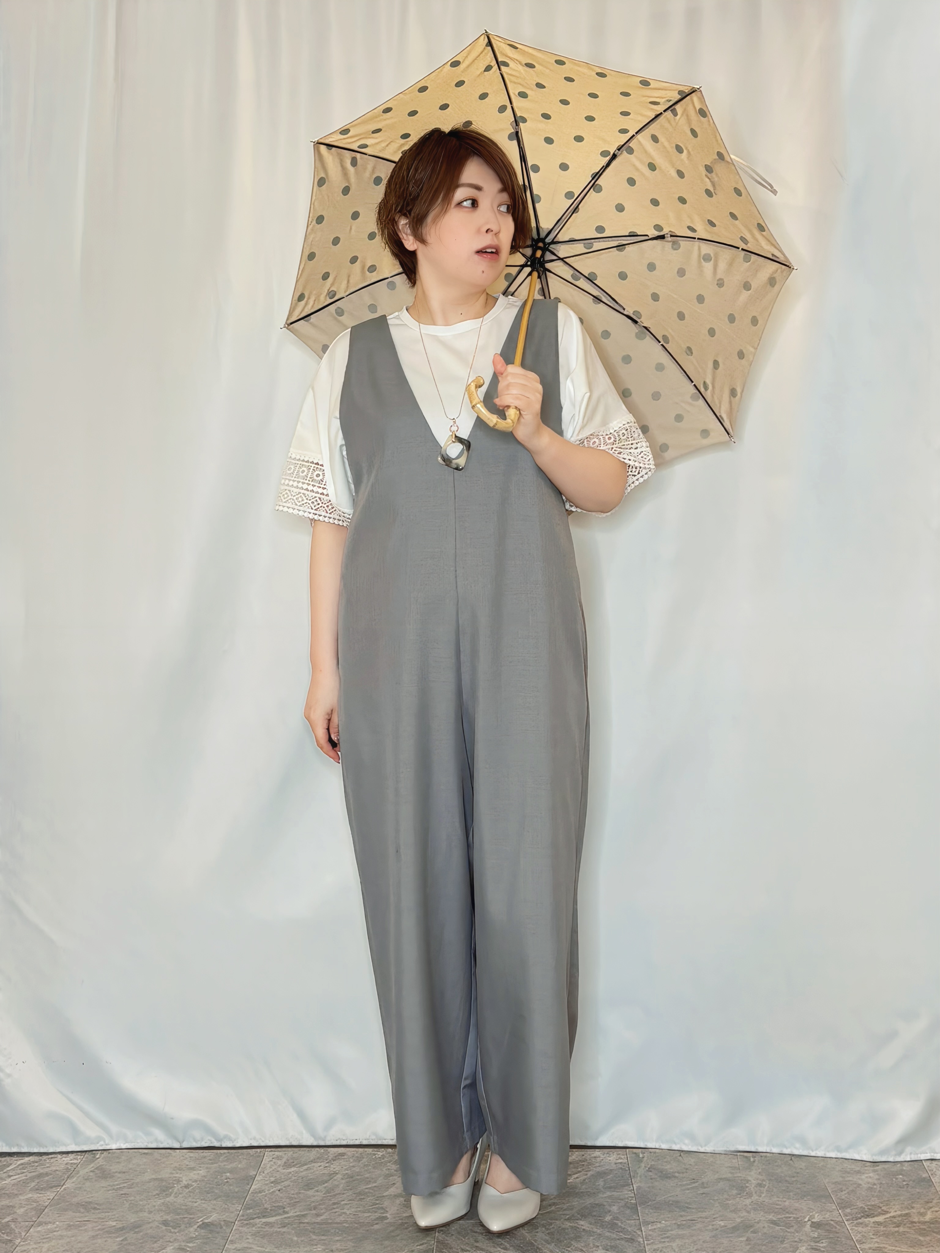 たみさんの「SHOO･LA･RUE｜【洗濯機可/ひんやり/体型カバー/S-LL】レース使いがポイント デザインTシャツ」を使ったコーディネート