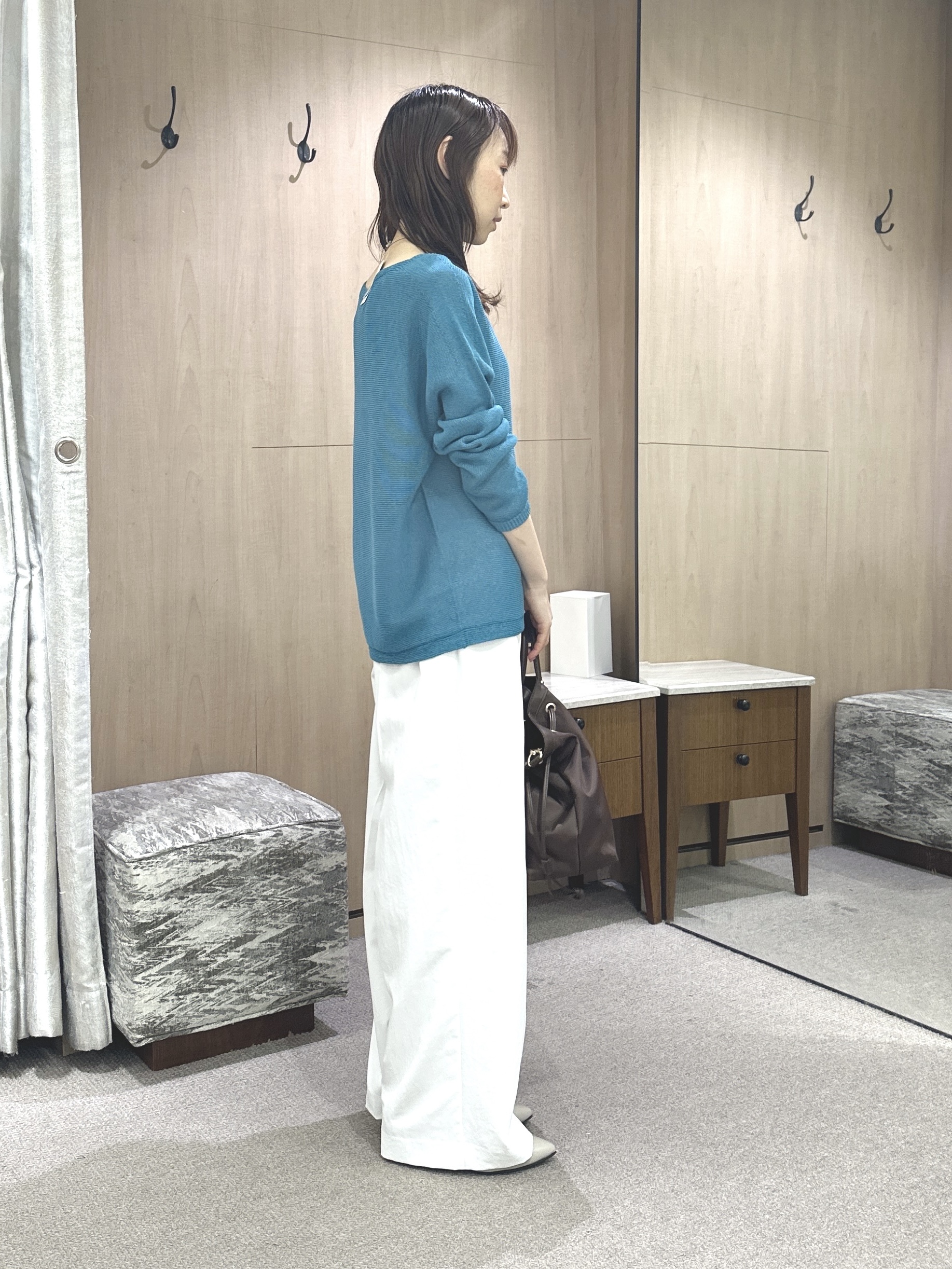 Miwaさんの「UNTITLED｜【古畑星夏さん着用/8色展開/程よい透け感】ドライタッチボートネックニット」を使ったコーディネート