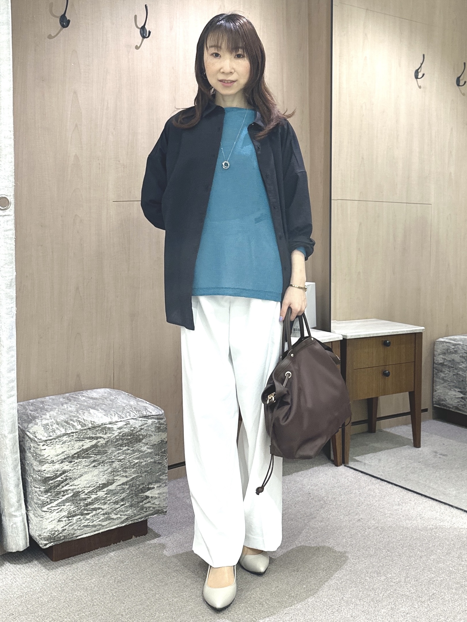 Miwaさんの「UNTITLED｜【2WAY/マシンウォッシャブル】カシュクールデザインシャツ」を使ったコーディネート