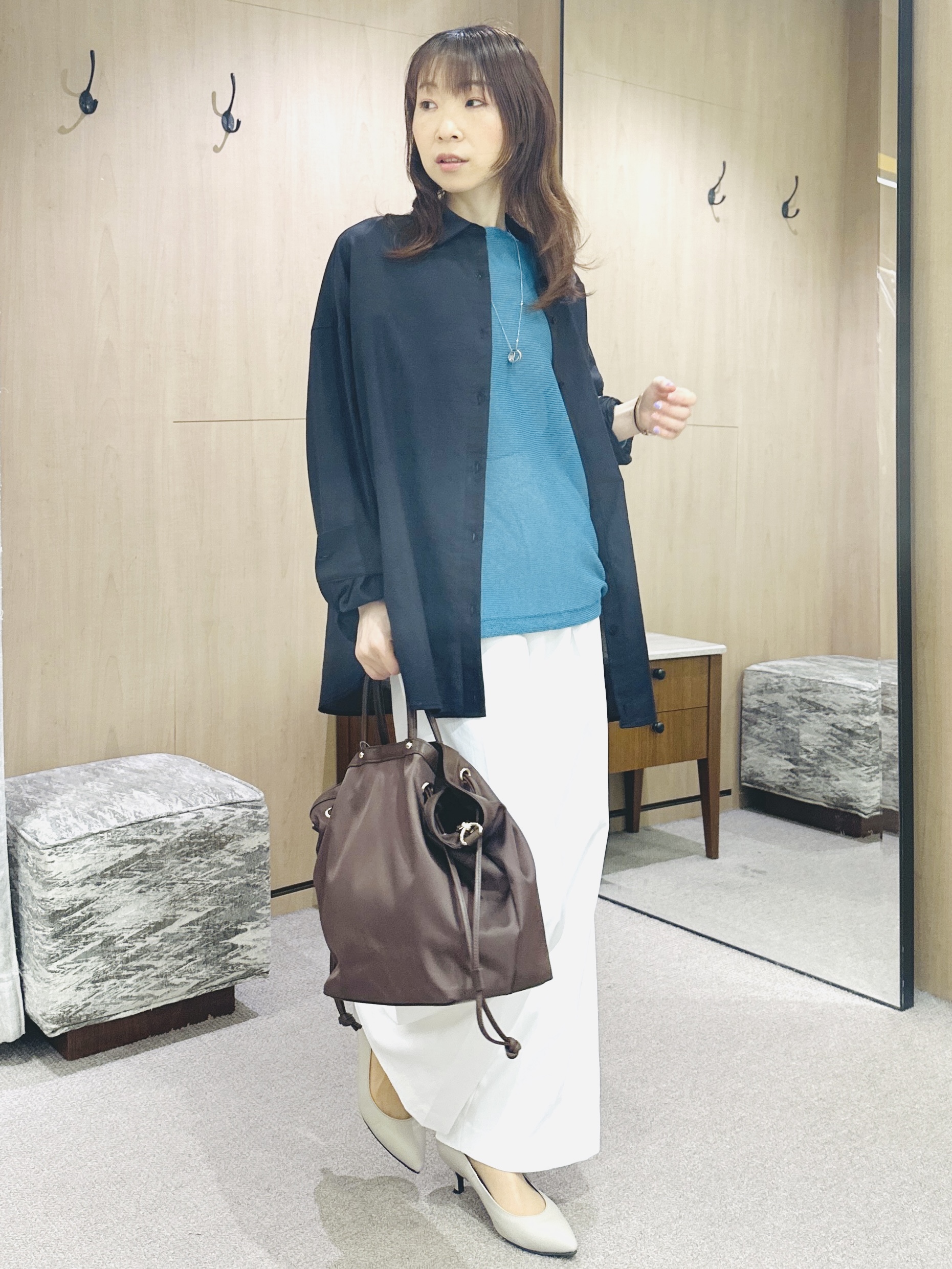Miwaさんの「UNTITLED｜【2WAY/マシンウォッシャブル】カシュクールデザインシャツ」を使ったコーディネート