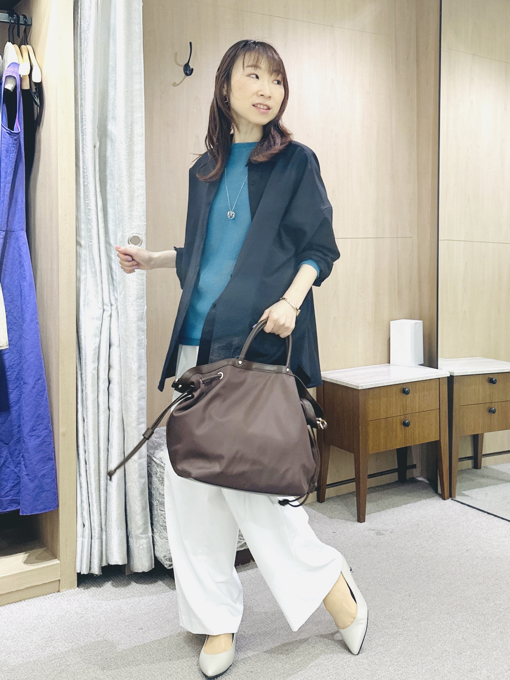 Miwaさんの「UNTITLED｜【2WAY/マシンウォッシャブル】カシュクールデザインシャツ」を使ったコーディネート
