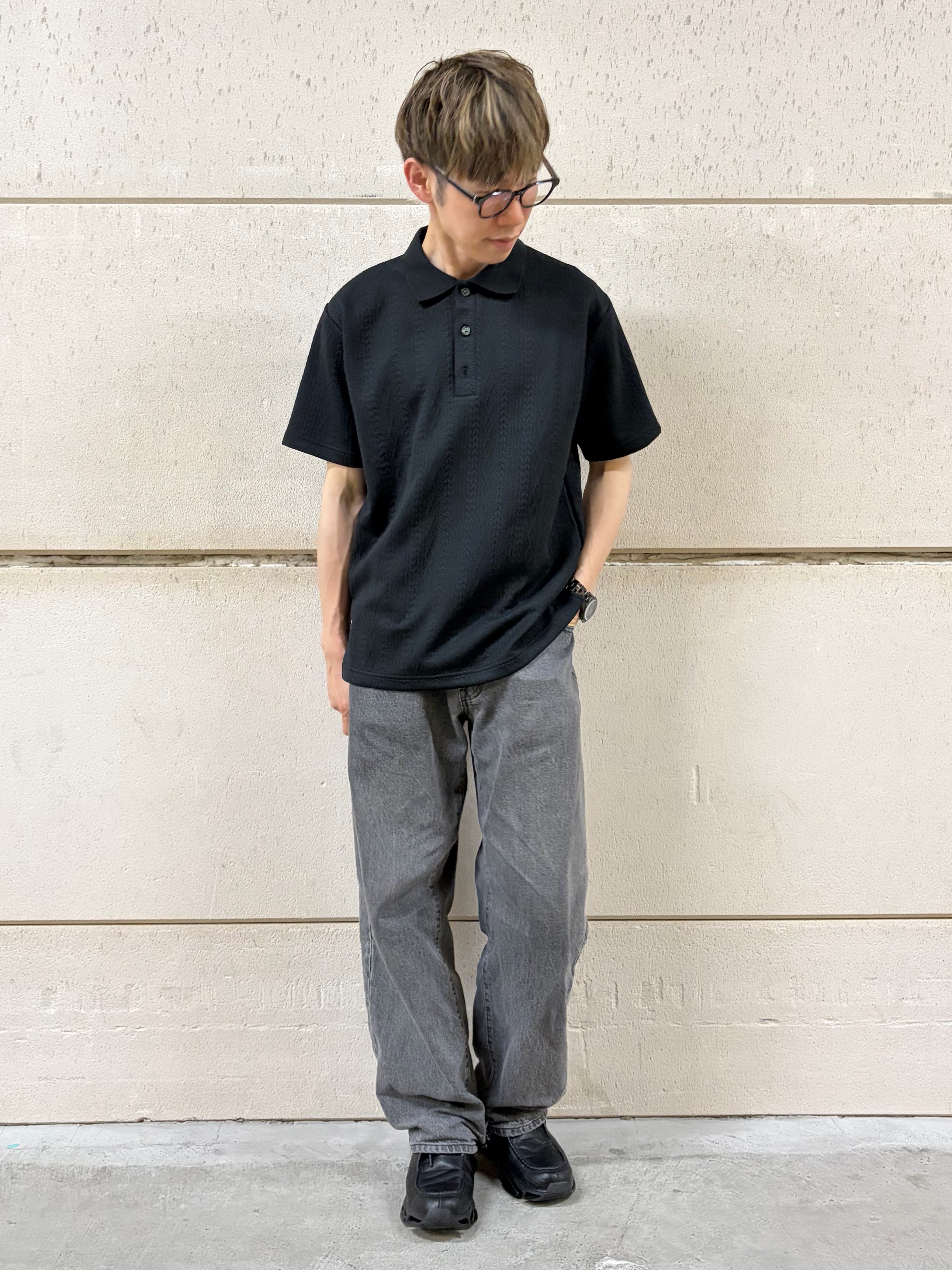 つーじーさんの「THE SHOP TK｜【シンプルすぎない大人の表情】ケーブルフクレポロシャツ 吸水速乾/UVケア/洗濯機OK」を使ったコーディネート
