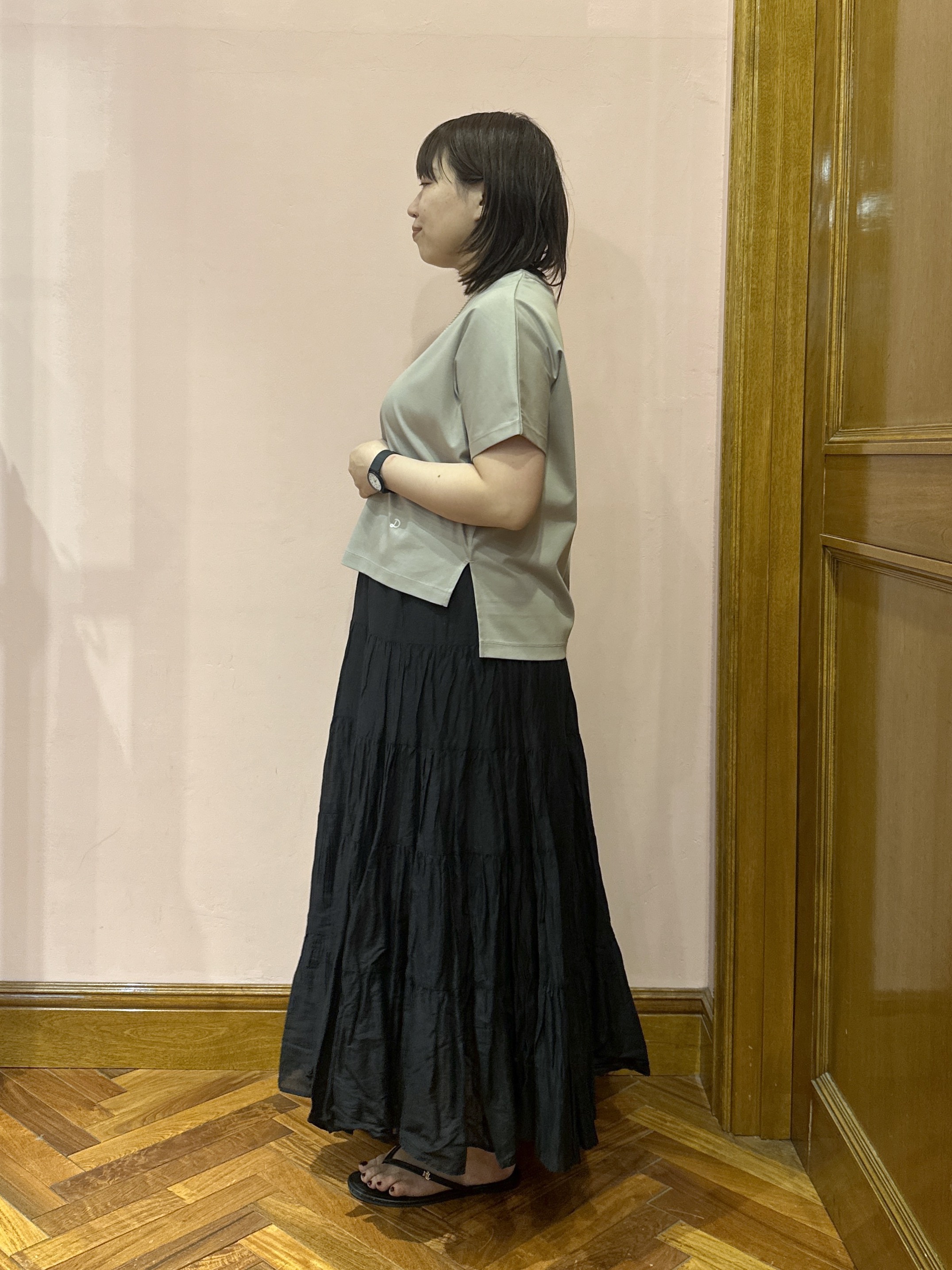 komatsuさんの「DRESSTERIOR｜【接触冷感／抗菌防臭／消臭】アイスクリアコットンドルマンTシャツ」を使ったコーディネート