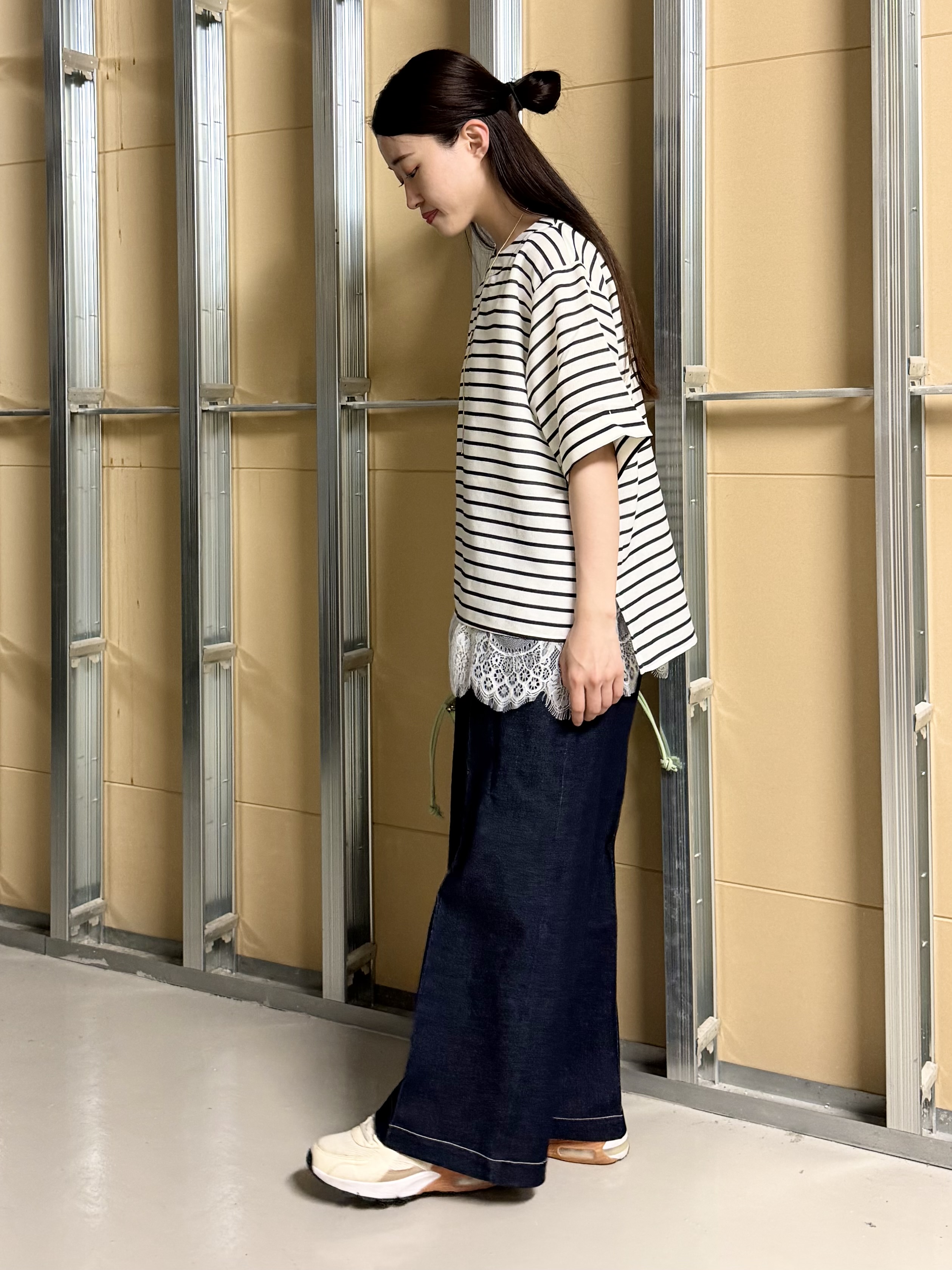 sahoさんの「THE SHOP TK｜【M-XL/二の腕カバー】さらり麻調メッシュ5分袖ブラウス」を使ったコーディネート