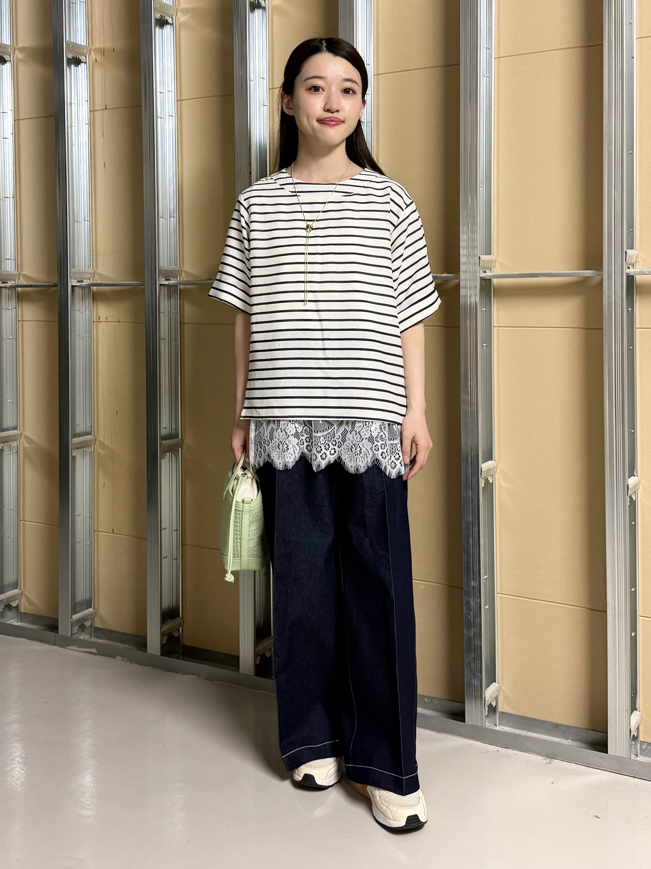 sahoさんの「THE SHOP TK｜【M-XL/二の腕カバー】さらり麻調メッシュ5分袖ブラウス」を使ったコーディネート