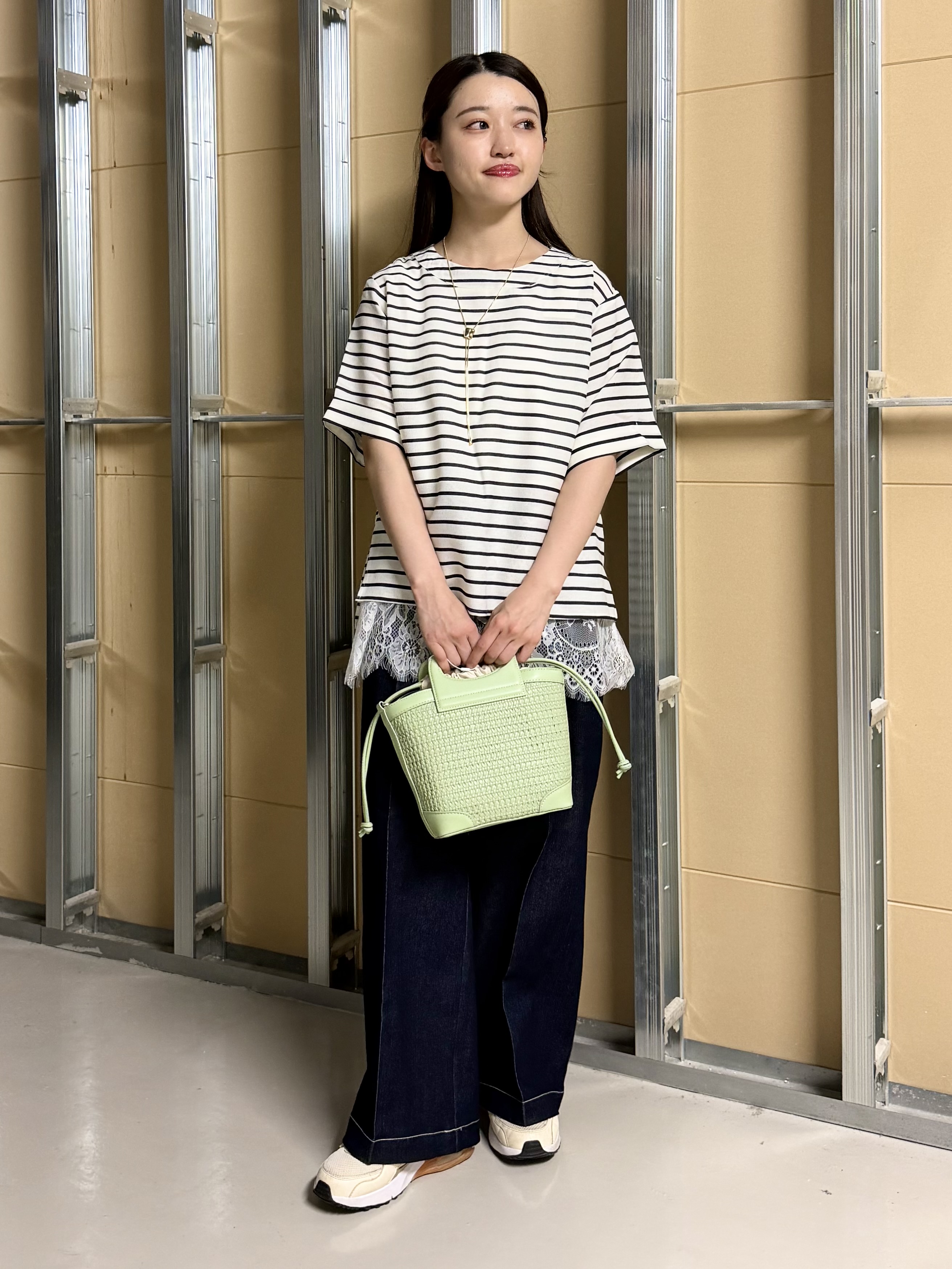 sahoさんの「THE SHOP TK｜【M-XL/二の腕カバー】さらり麻調メッシュ5分袖ブラウス」を使ったコーディネート
