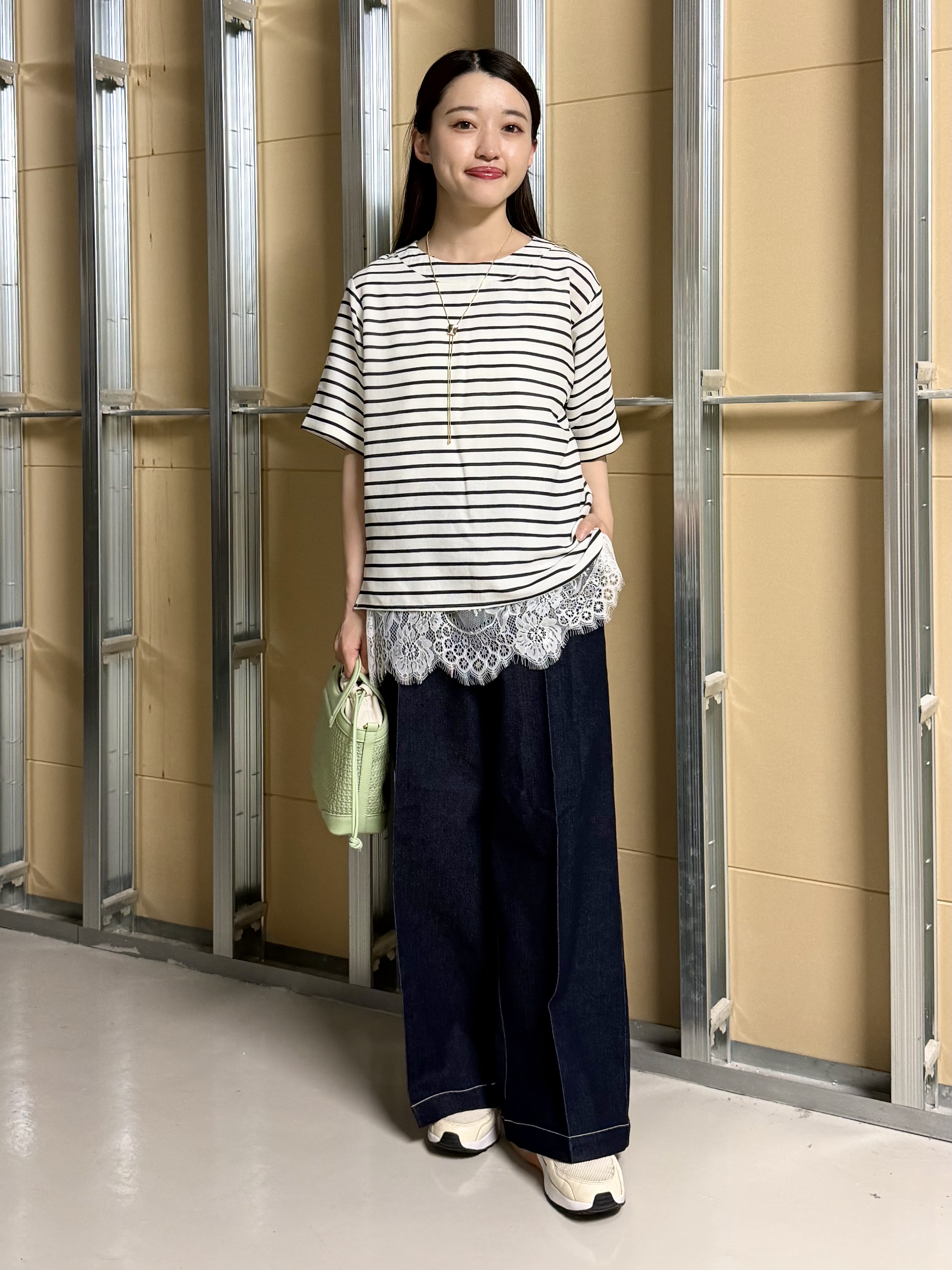 sahoさんの「THE SHOP TK｜【M-XL/二の腕カバー】さらり麻調メッシュ5分袖ブラウス」を使ったコーディネート