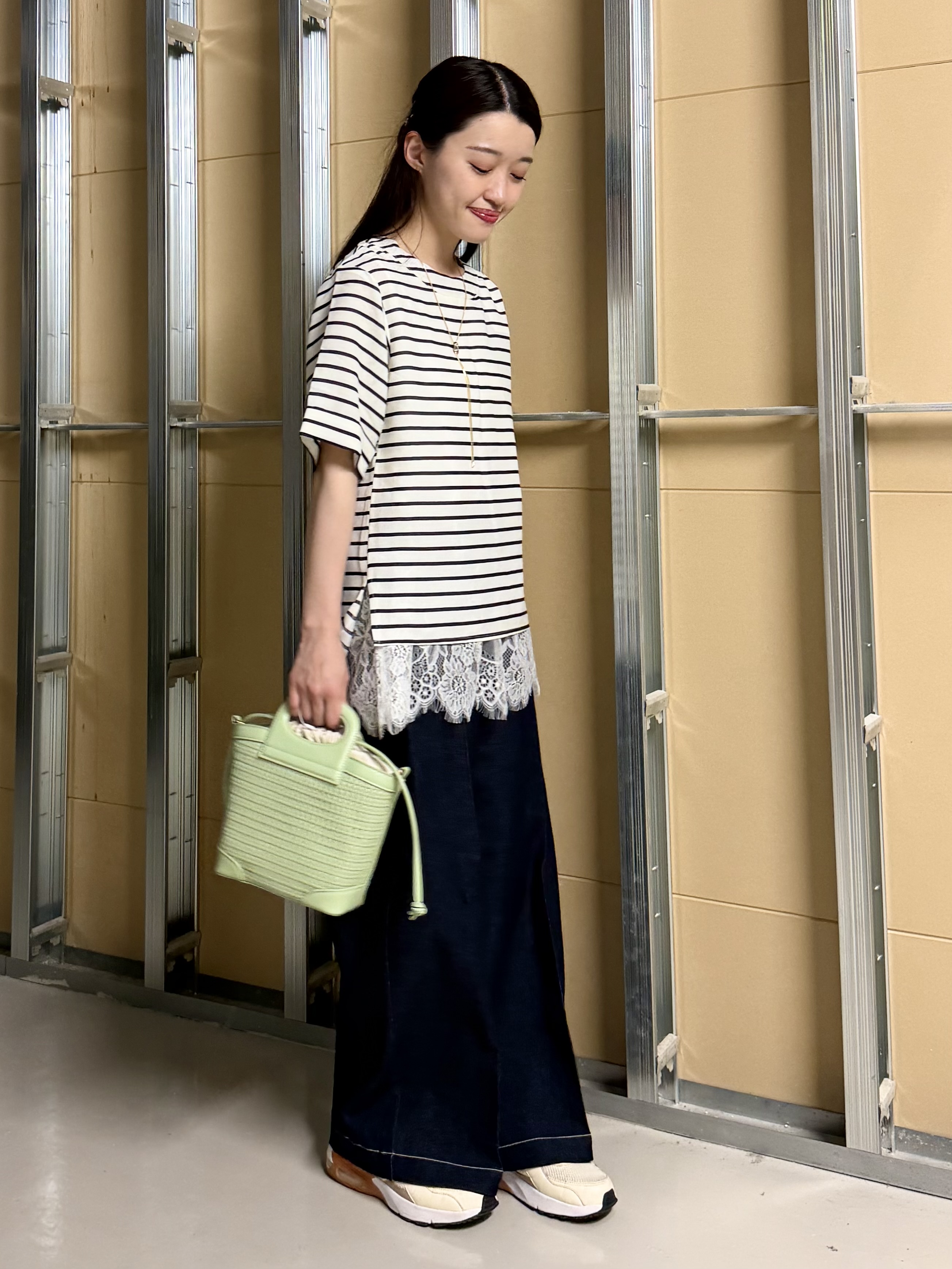 sahoさんの「THE SHOP TK｜【M-XL/二の腕カバー】さらり麻調メッシュ5分袖ブラウス」を使ったコーディネート