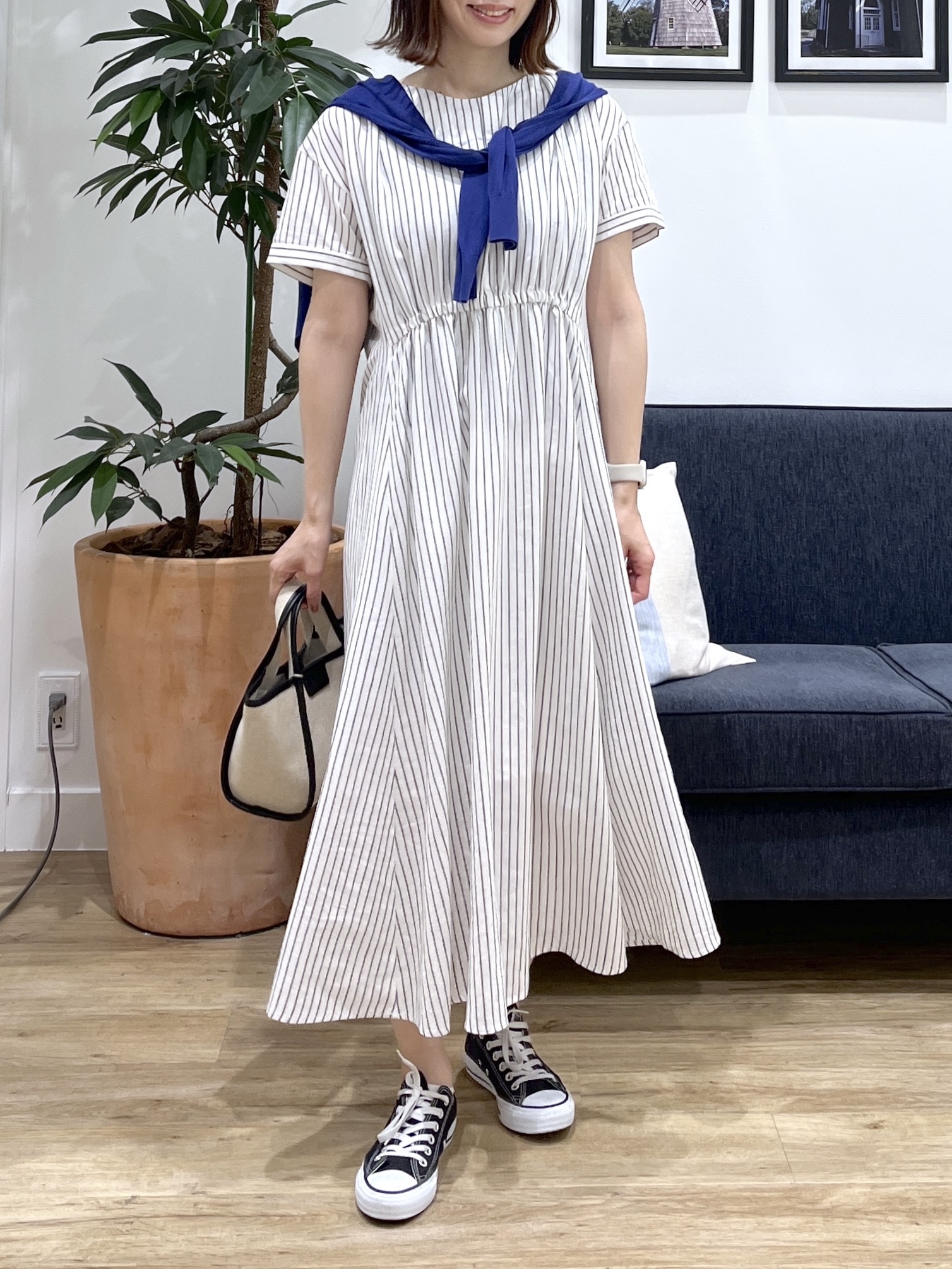 canaさんの「Dessin｜【軽量/2WAY】パイピングコットンリネンミニバッグ」を使ったコーディネート