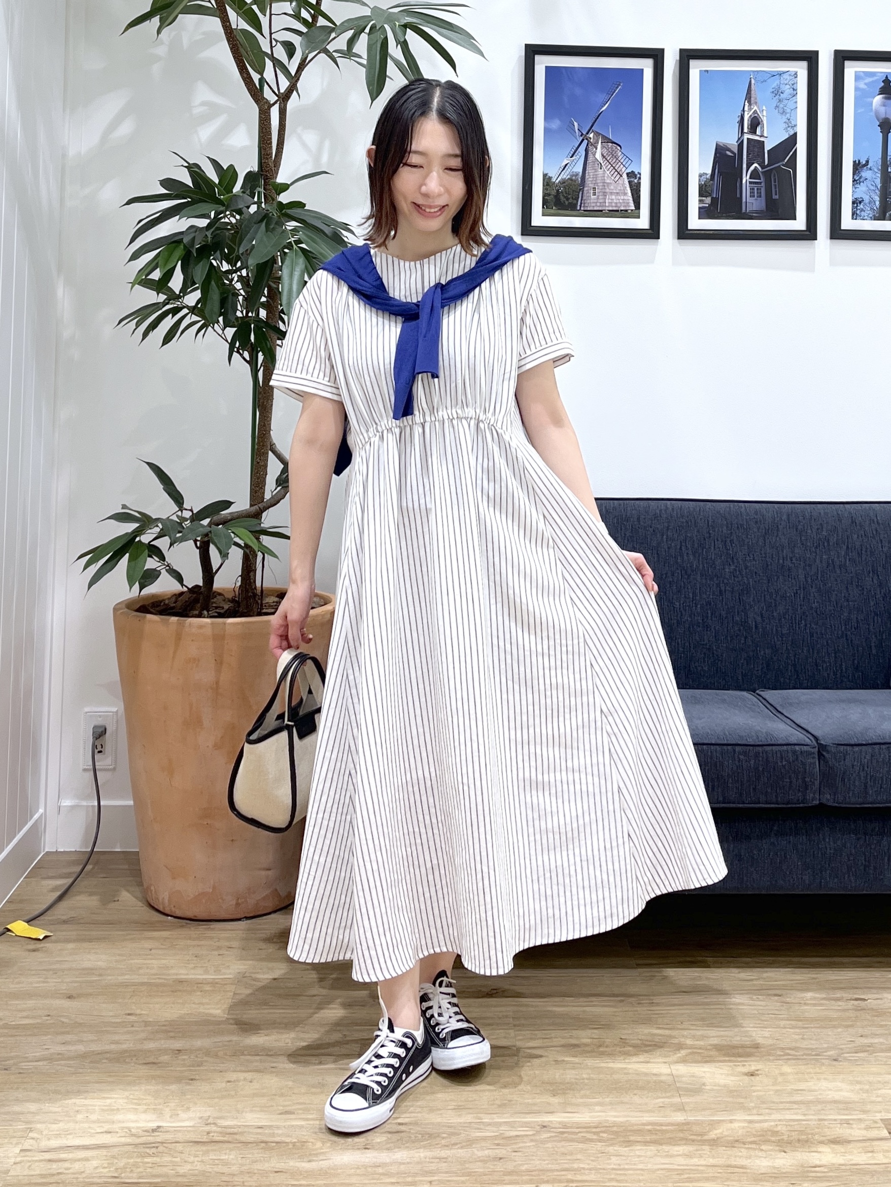 canaさんの「Dessin｜【軽量/2WAY】パイピングコットンリネンミニバッグ」を使ったコーディネート