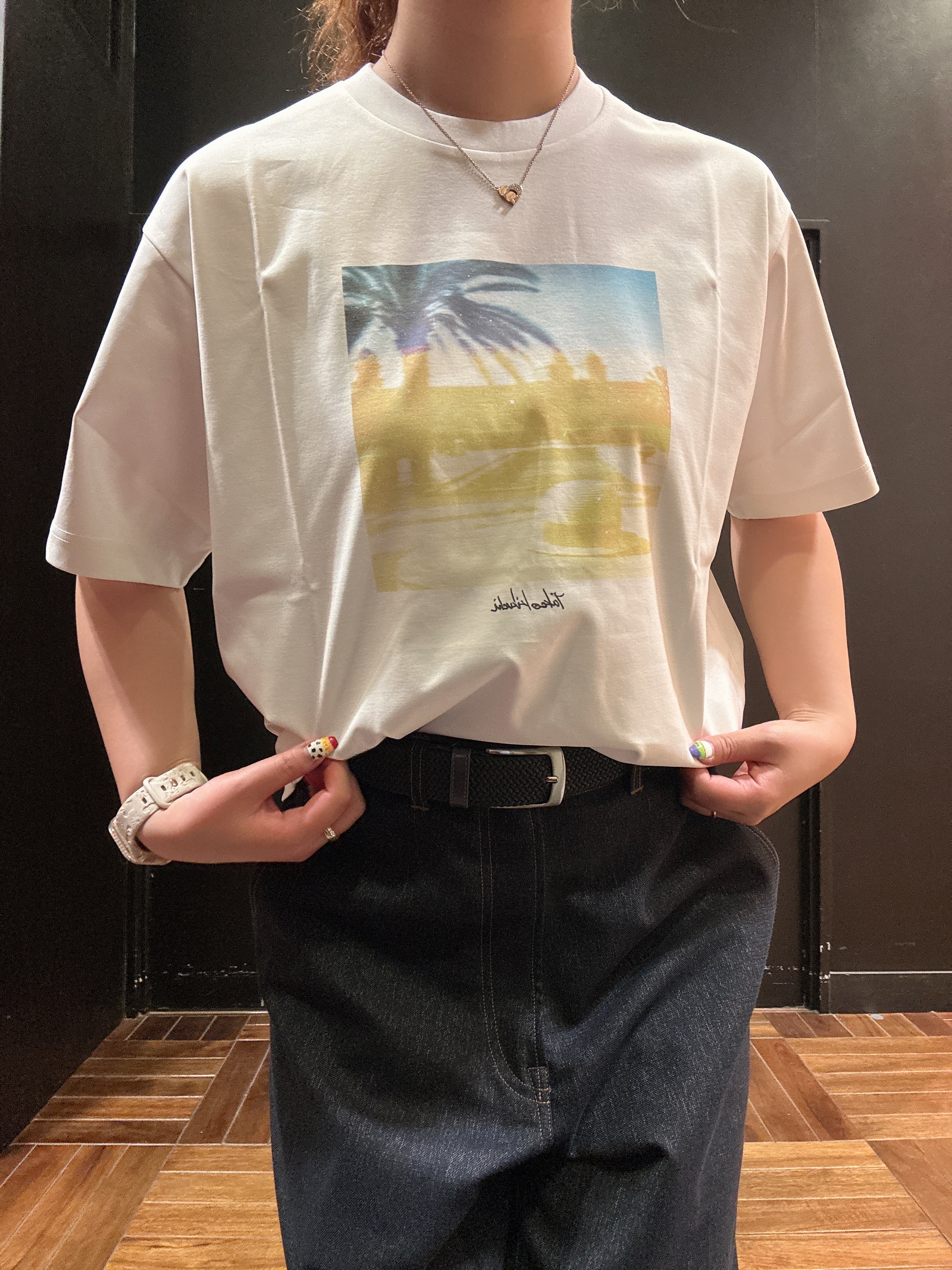 ヒナさんの「TAKEO KIKUCHI｜マラケシュ フォト Tシャツ」を使ったコーディネート