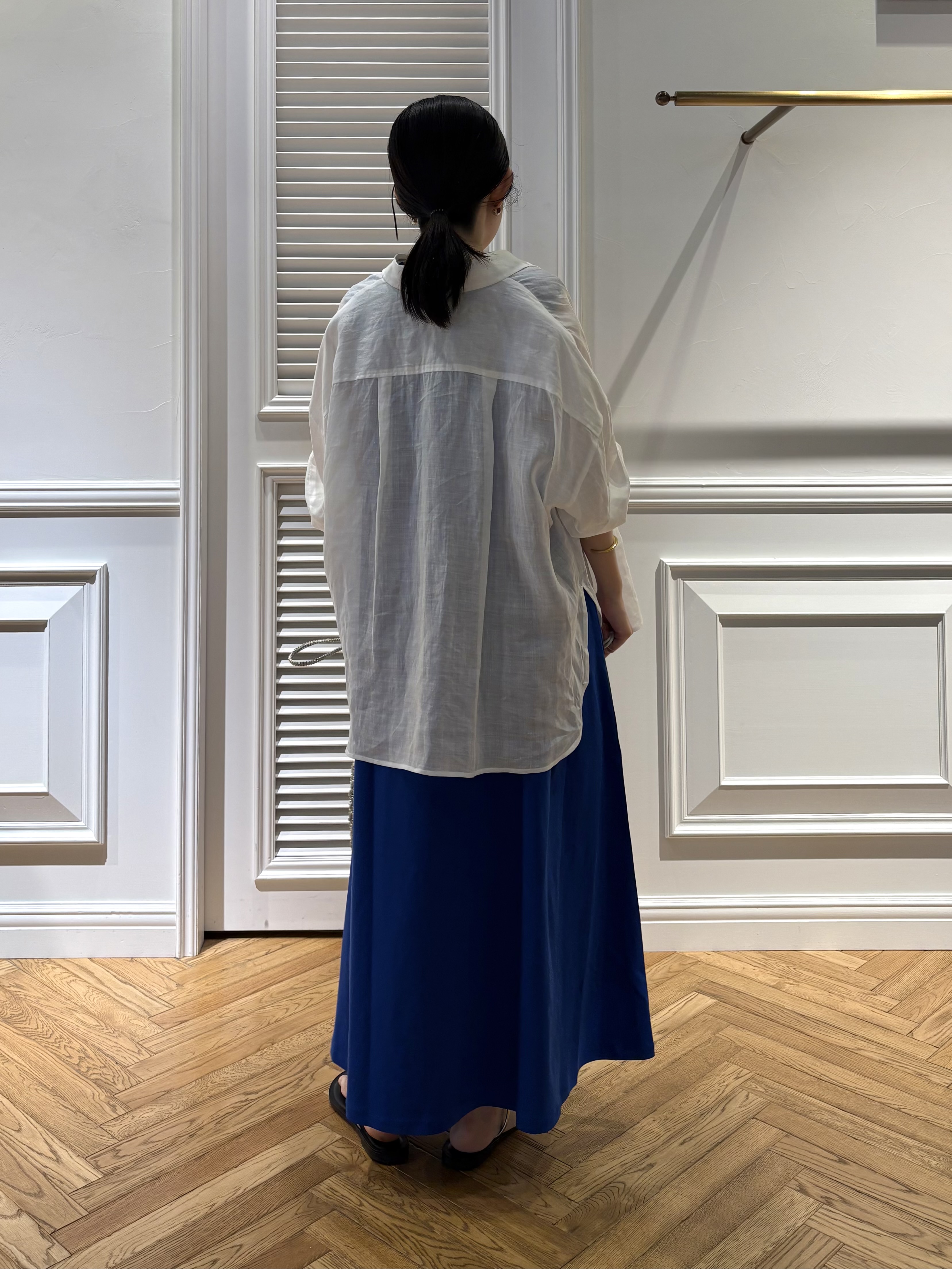 cocoさんの「DRESSTERIOR｜【接触冷感／抗菌防臭／消臭/ウォッシャブル】アイスクリアコットン フレンチスリーブワンピース」を使ったコーディネート