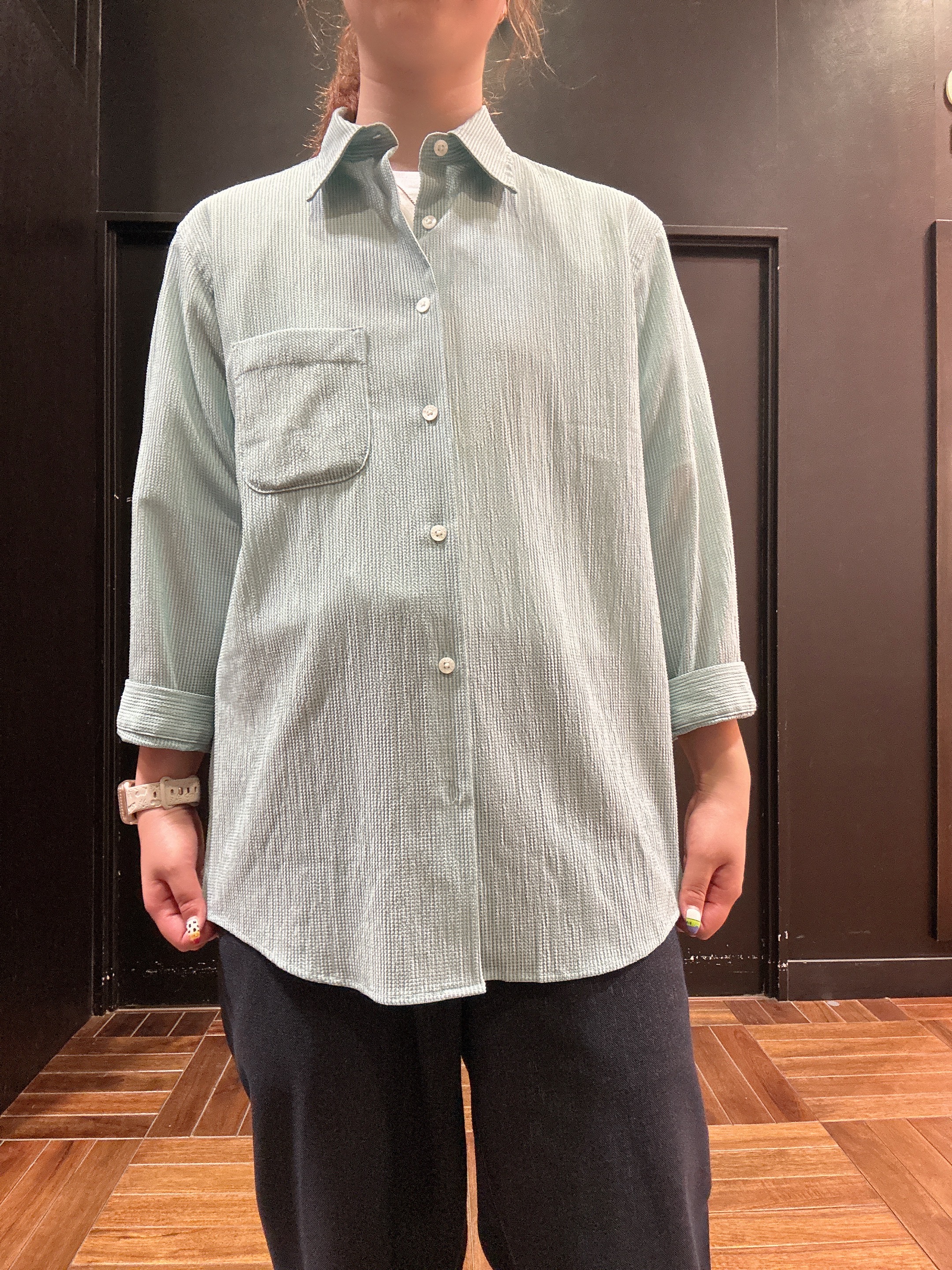 ヒナさんの「TAKEO KIKUCHI｜【通気性】トリコットサッカー 7分袖シャツ」を使ったコーディネート