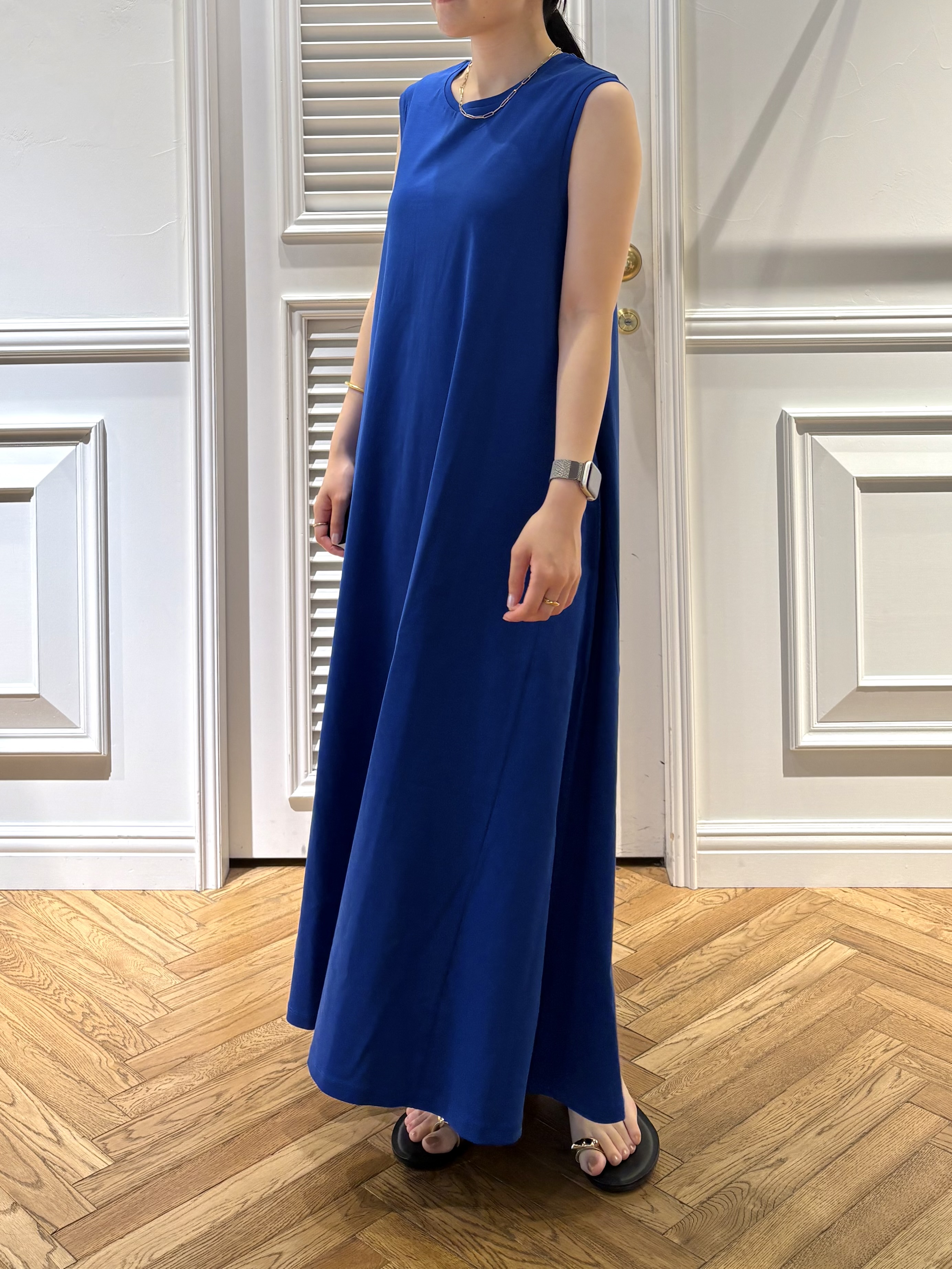 cocoさんの「DRESSTERIOR｜【接触冷感／抗菌防臭／消臭/ウォッシャブル】アイスクリアコットン フレンチスリーブワンピース」を使ったコーディネート
