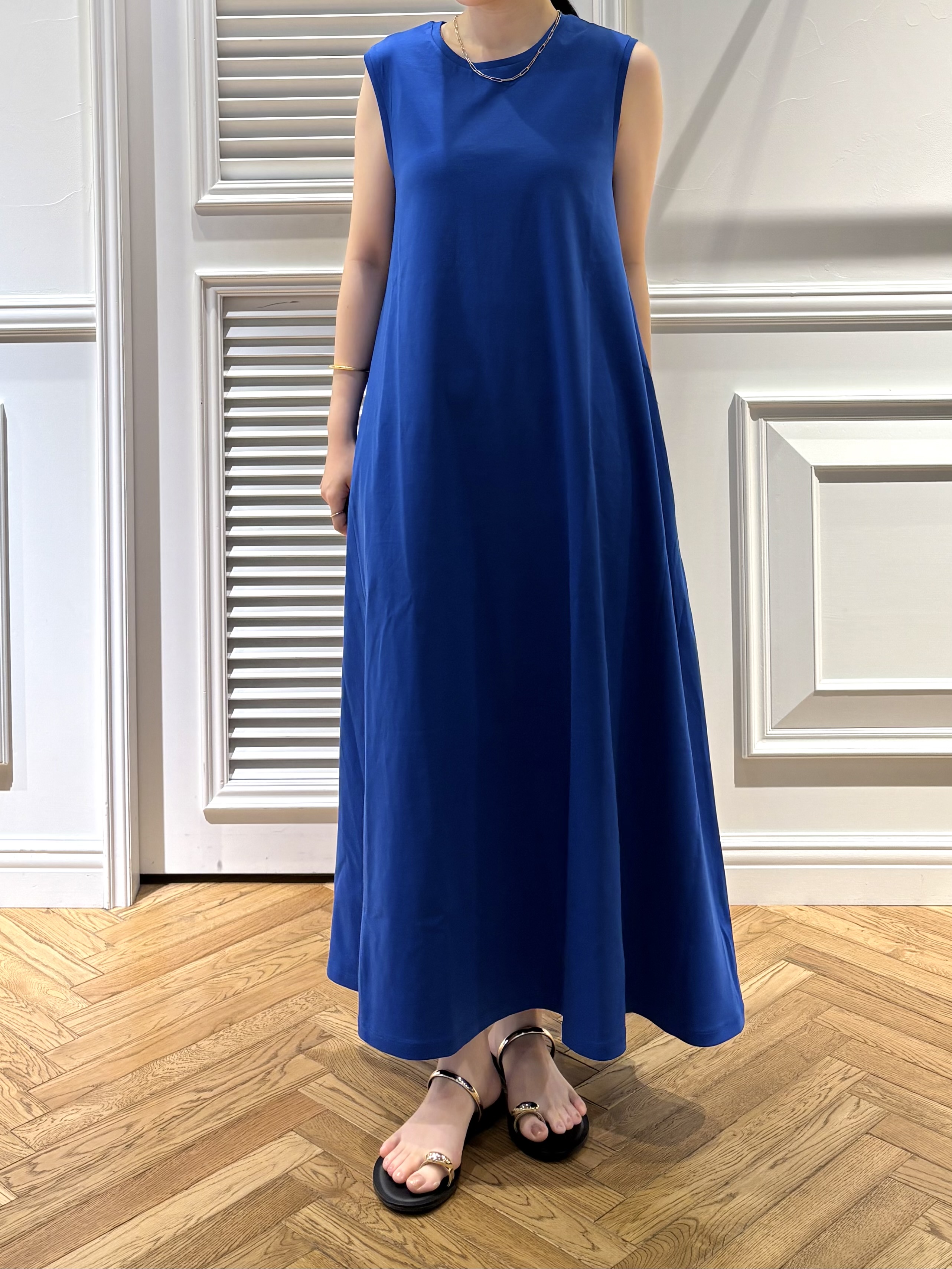 cocoさんの「DRESSTERIOR｜【接触冷感／抗菌防臭／消臭/ウォッシャブル】アイスクリアコットン フレンチスリーブワンピース」を使ったコーディネート