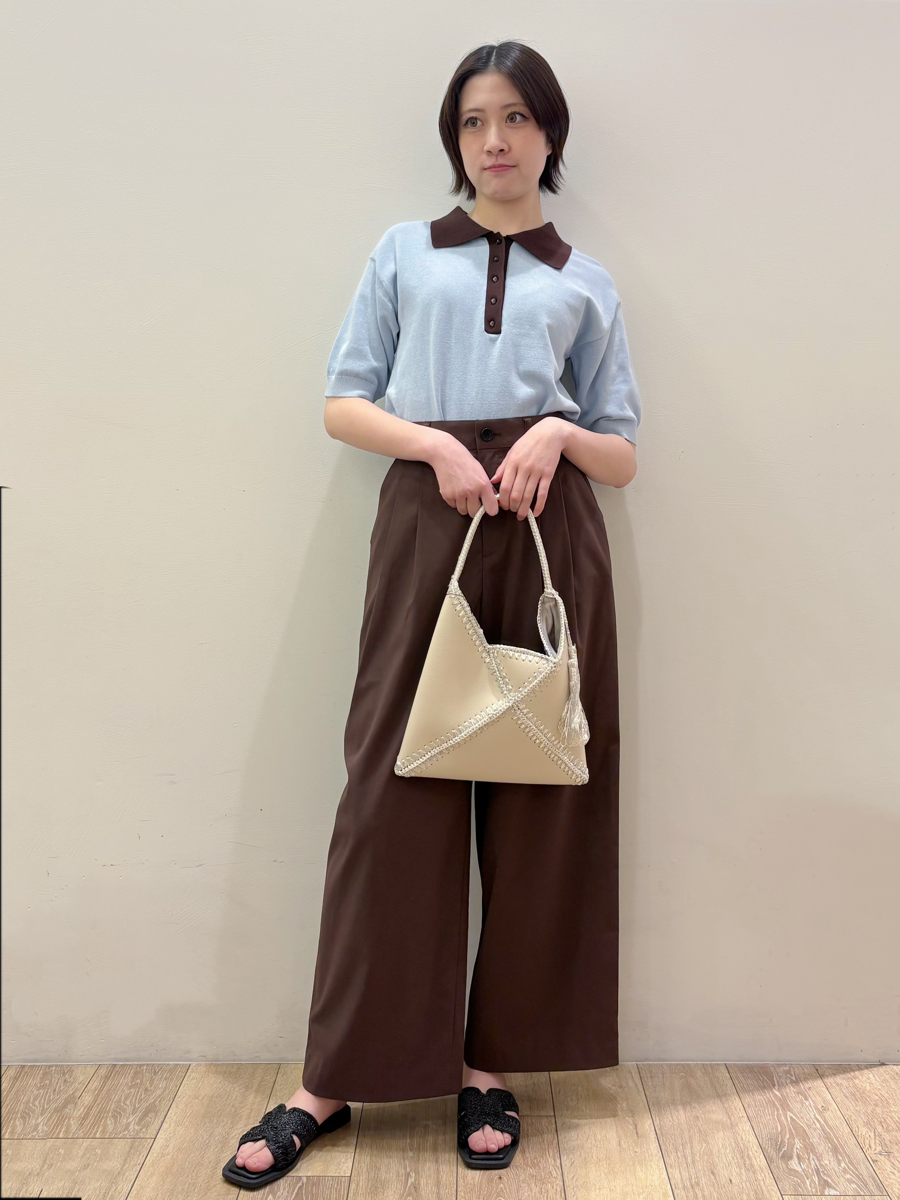 RINさんの「OPAQUE.CLIP｜ビッグポロ衿ニット【洗濯機OK】」を使ったコーディネート