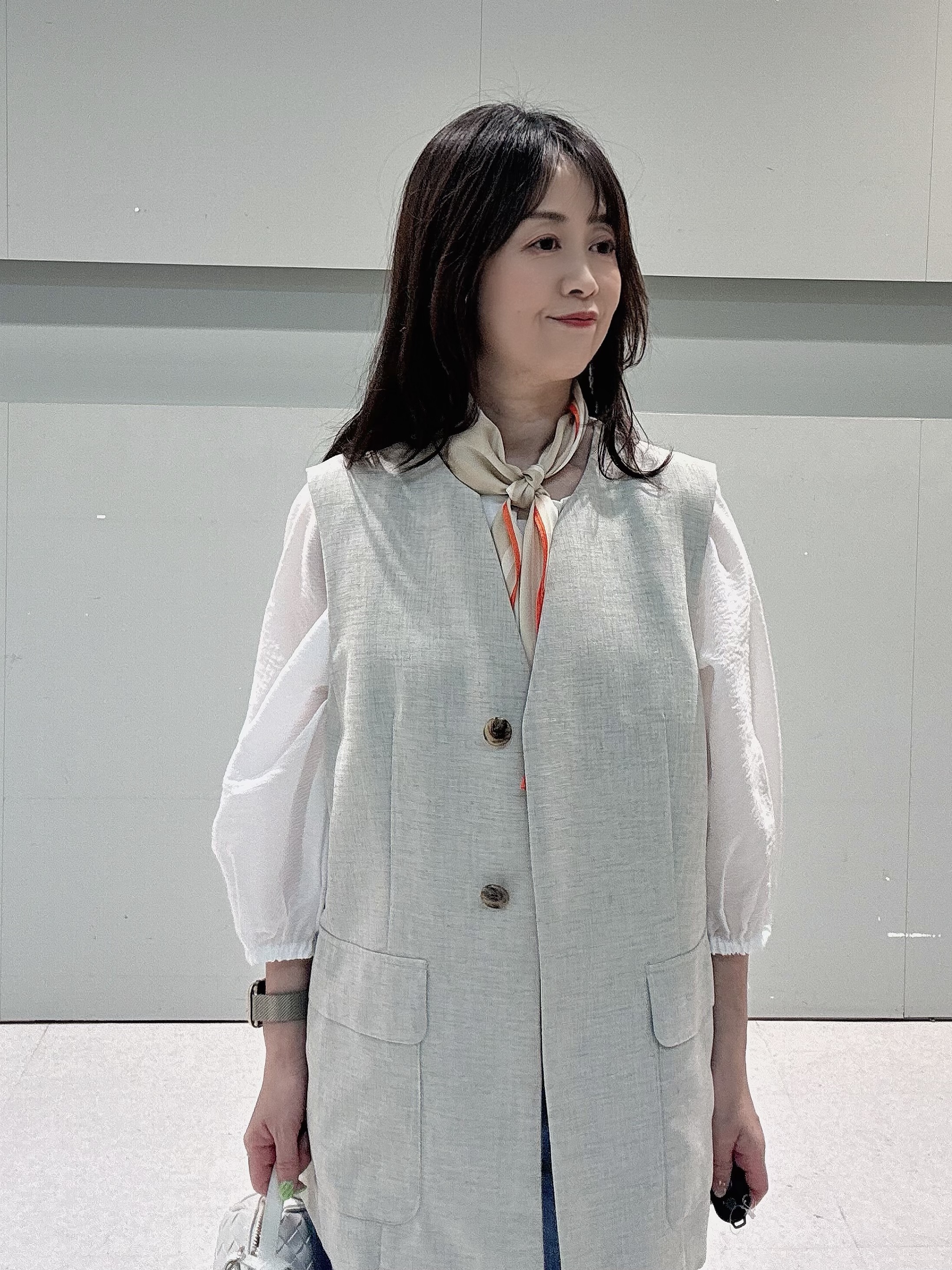 makiさんの「UNTITLED｜【セットアップ可/UV/接触冷感】スラブキーネックジレ」を使ったコーディネート
