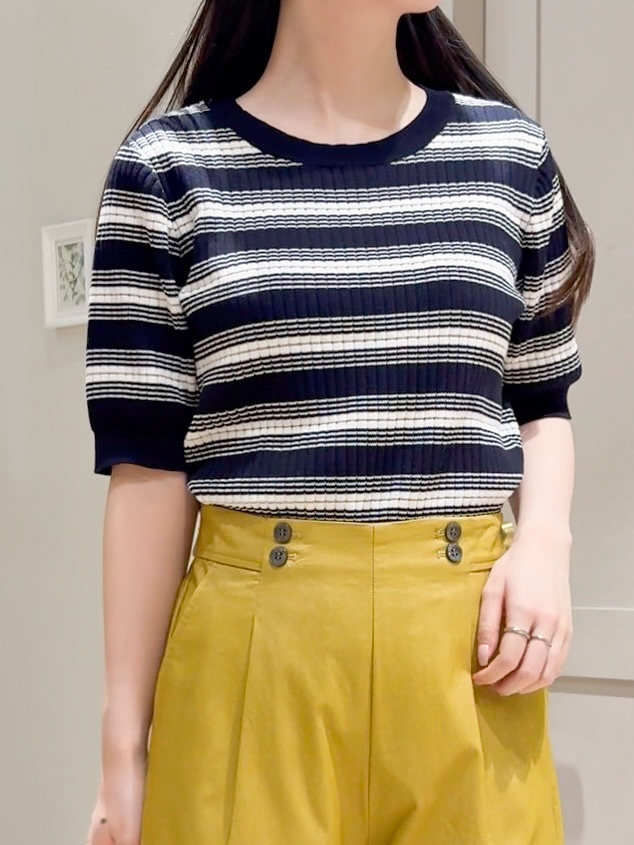 Mayuさんの「grove｜【洗濯機OK・UVカット】マルチボーダーニットプルオーバー」を使ったコーディネート