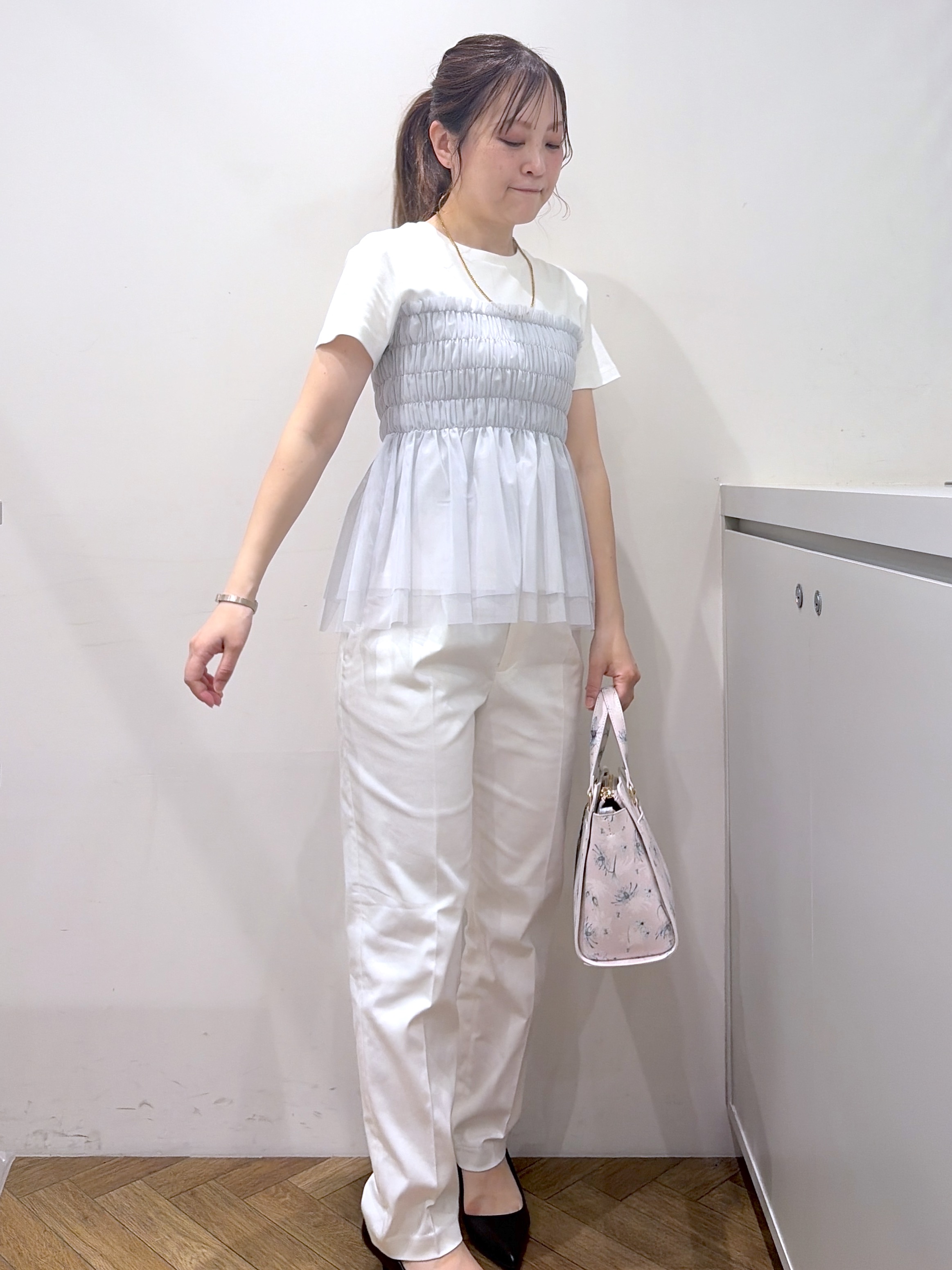 Junさんの「index｜チュールペプラムトップス【洗濯機OK／接触冷感／UVケア】」を使ったコーディネート