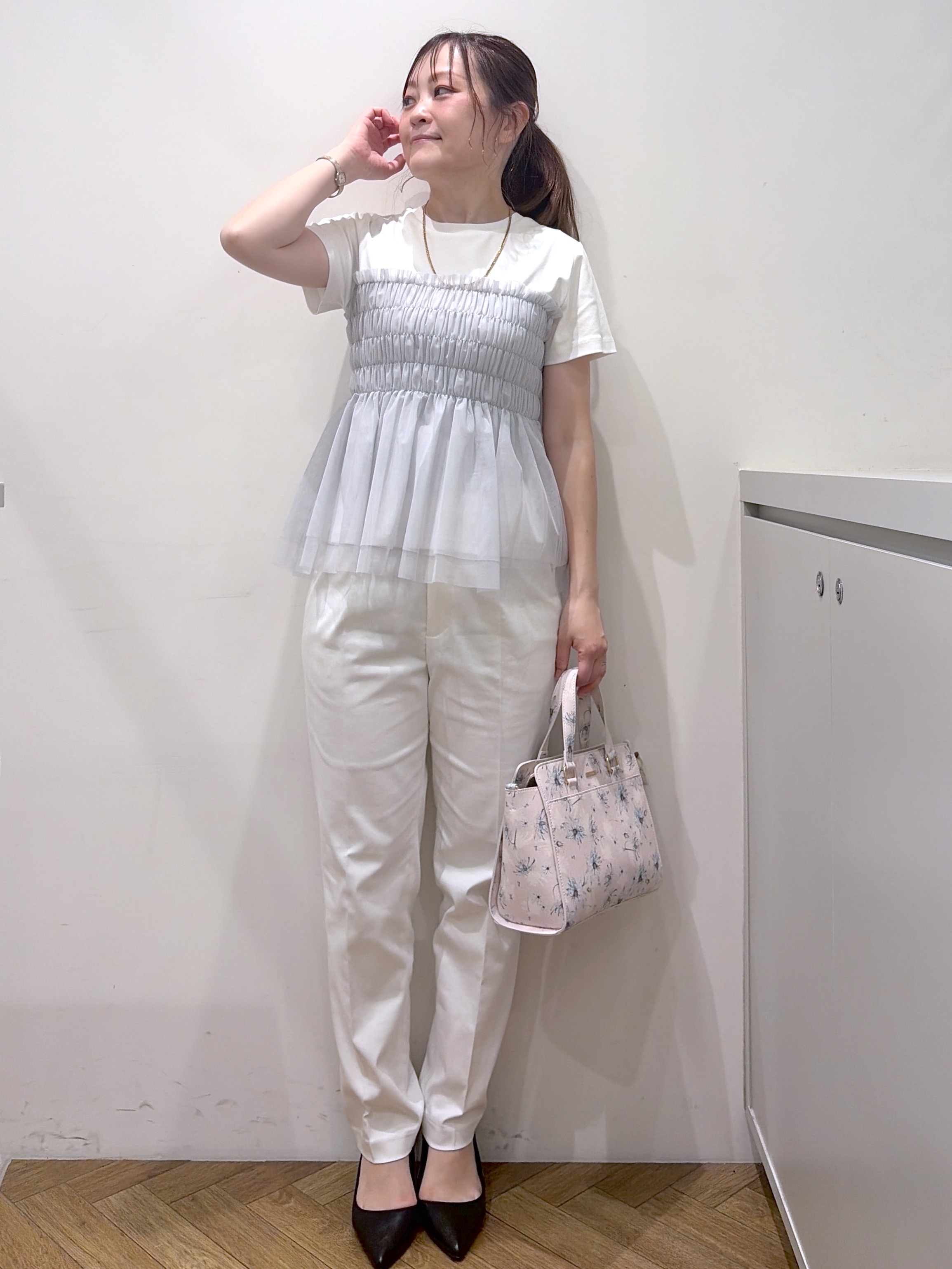 Junさんの「index｜チュールペプラムトップス【洗濯機OK／接触冷感／UVケア】」を使ったコーディネート