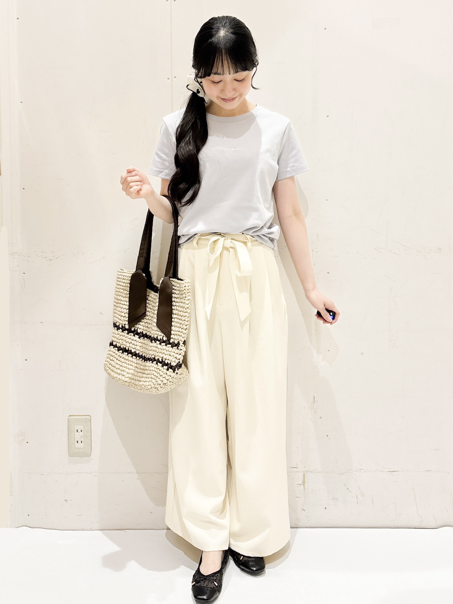 Hinaさんの「OPAQUE.CLIP｜【UVケア／接触冷感】フロントロゴ刺繍Tシャツ《洗濯機OK／S-3L／7col》」を使ったコーディネート